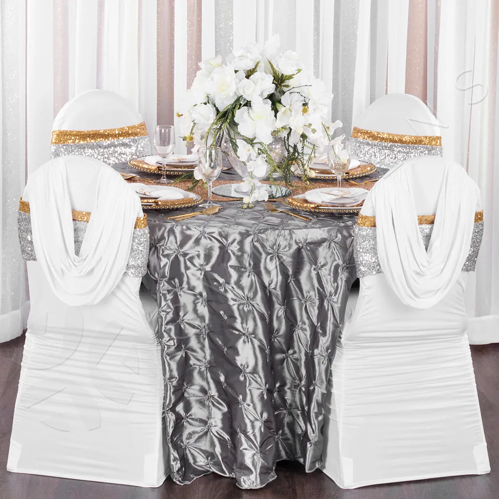 120" Pinchwheel Round Tablecloth - Silver