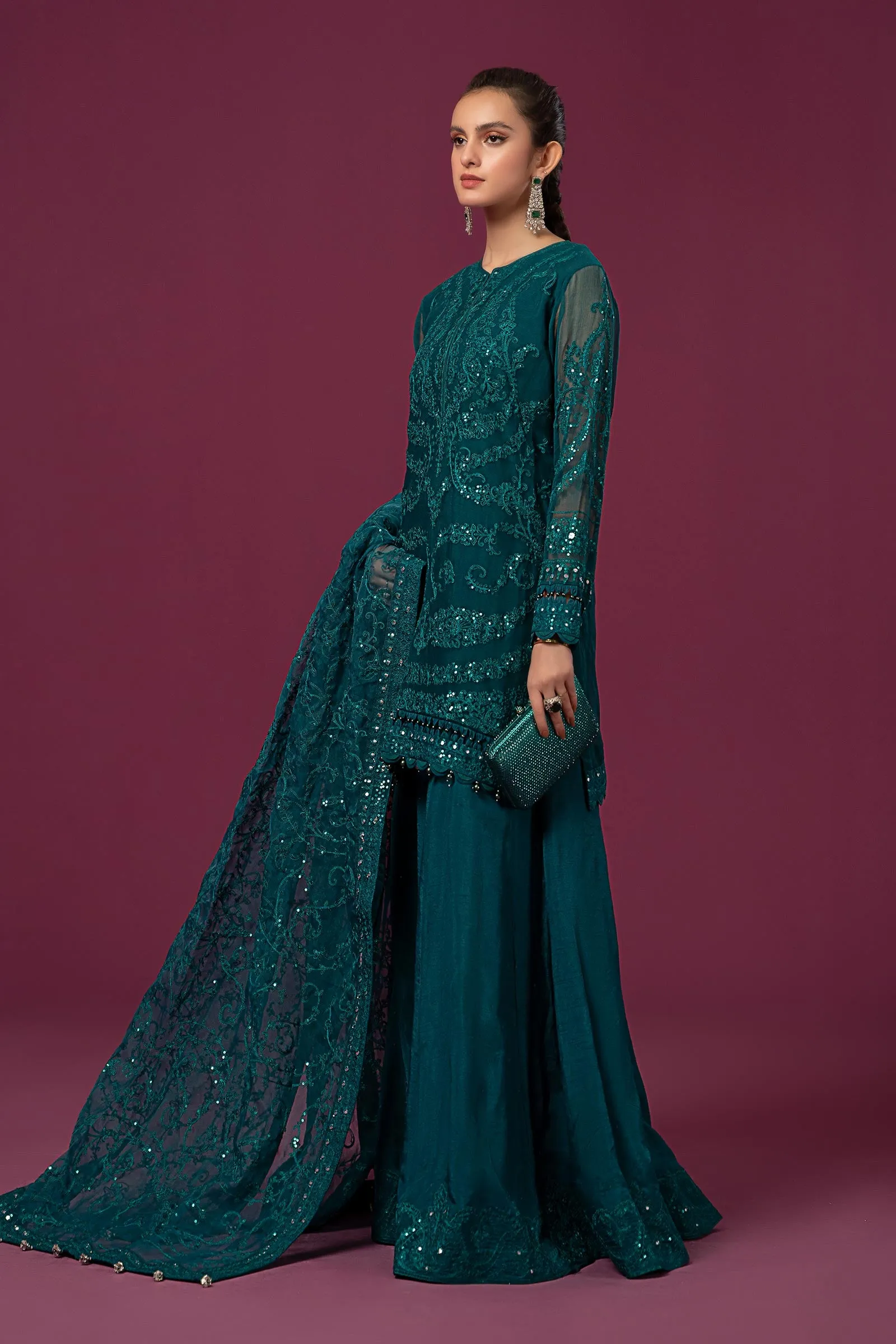 3 Piece Embroidered Organza Suit | SF-EF24-39