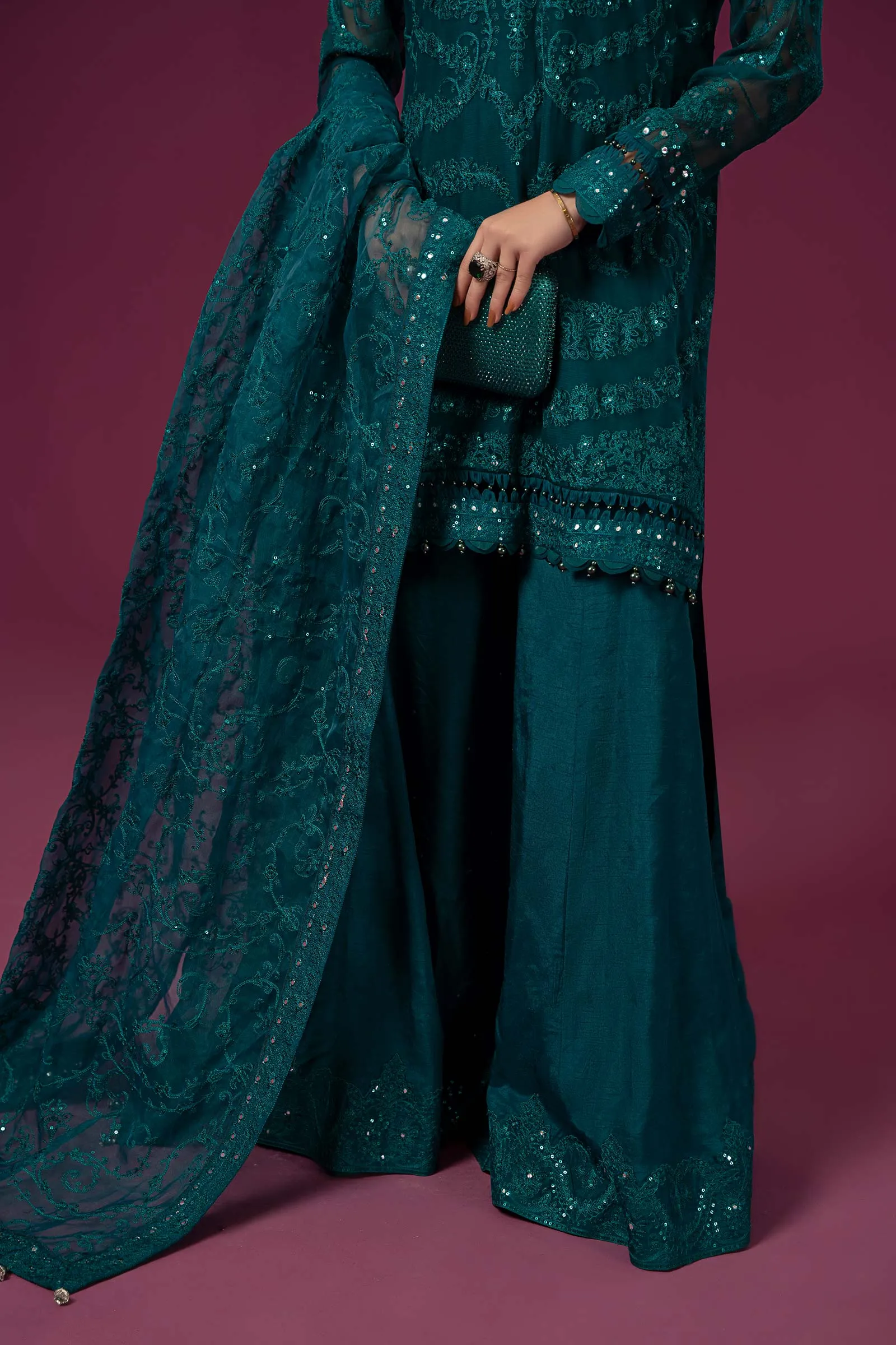 3 Piece Embroidered Organza Suit | SF-EF24-39