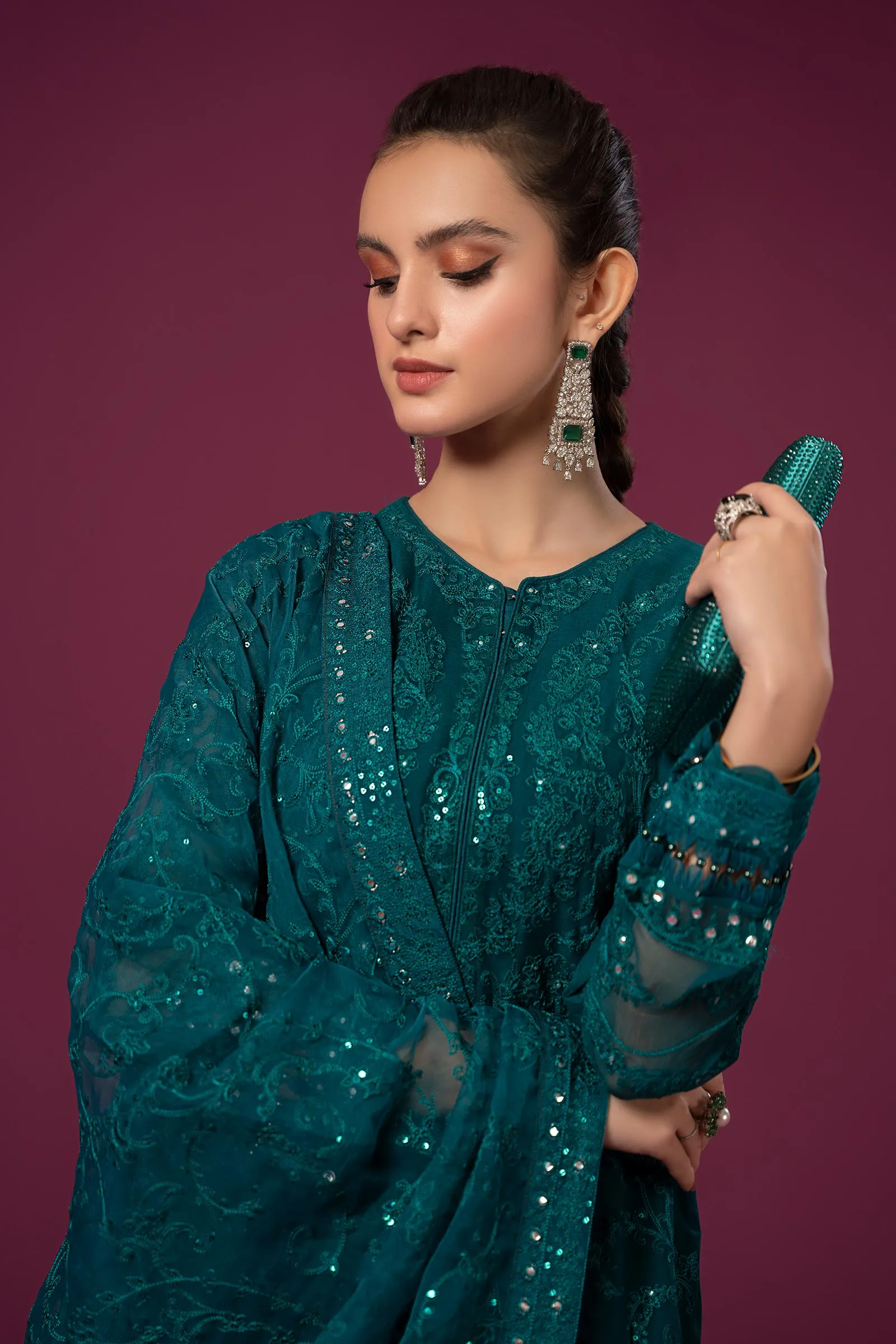 3 Piece Embroidered Organza Suit | SF-EF24-39