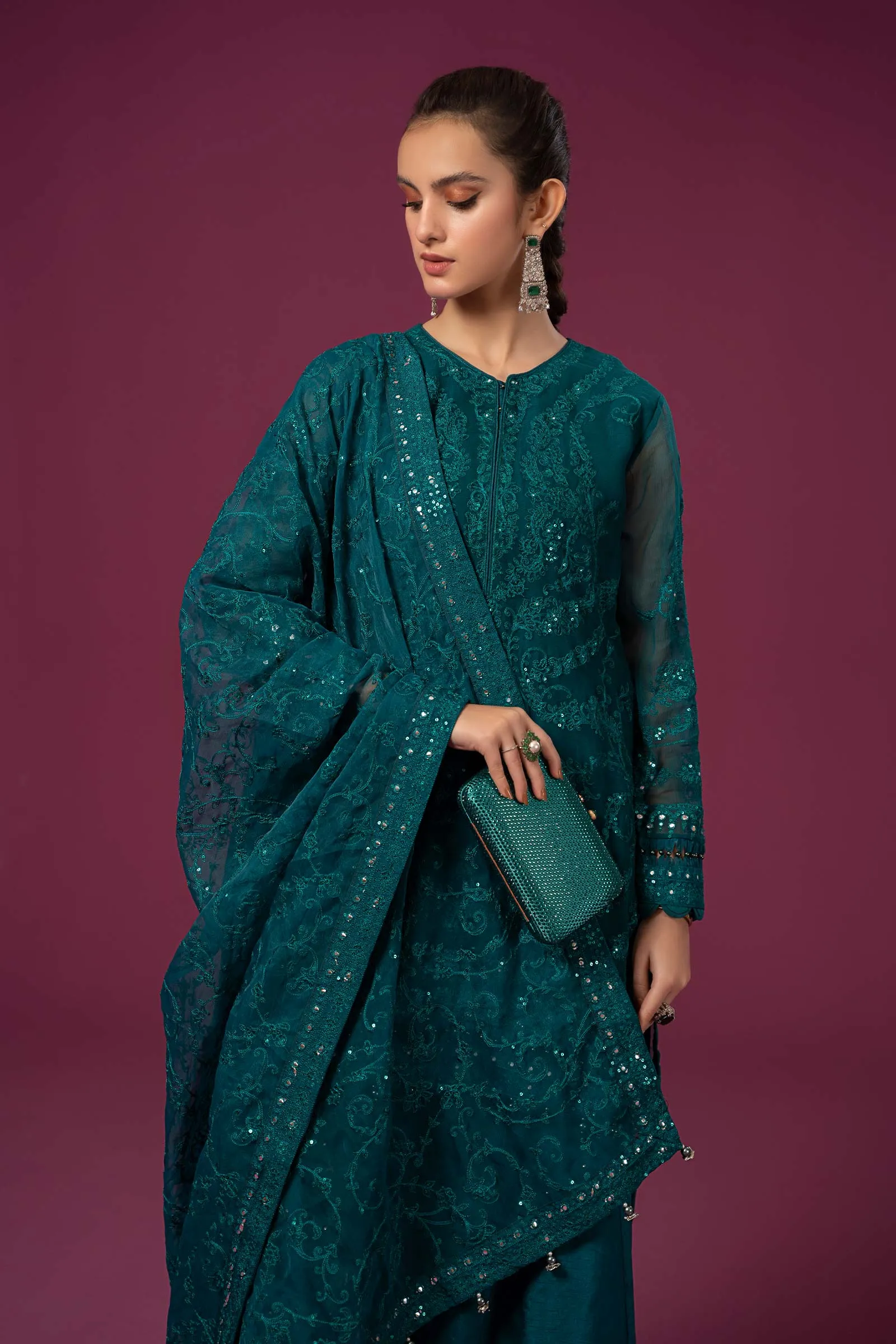 3 Piece Embroidered Organza Suit | SF-EF24-39