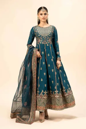 3 Piece Embroidered Raw Silk Suit | SF-W24-65