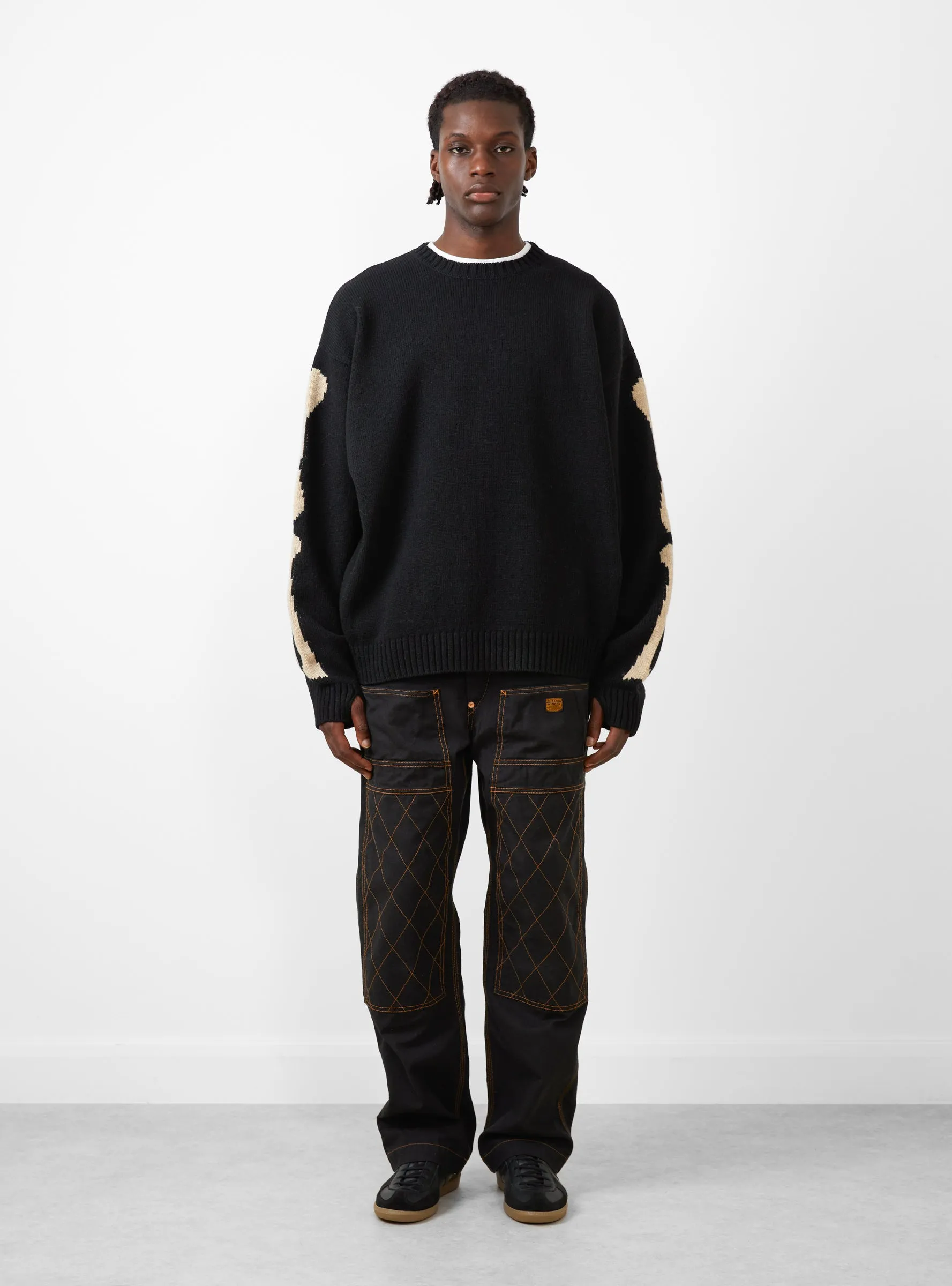 5G Wool Bone Crew Sweater Black