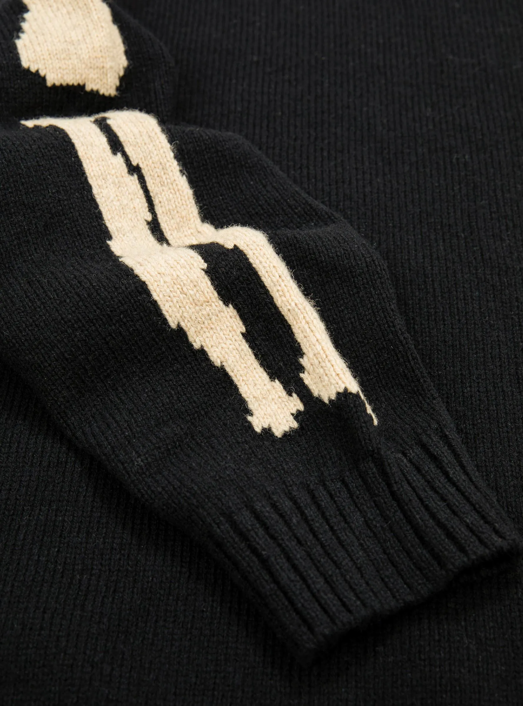 5G Wool Bone Crew Sweater Black