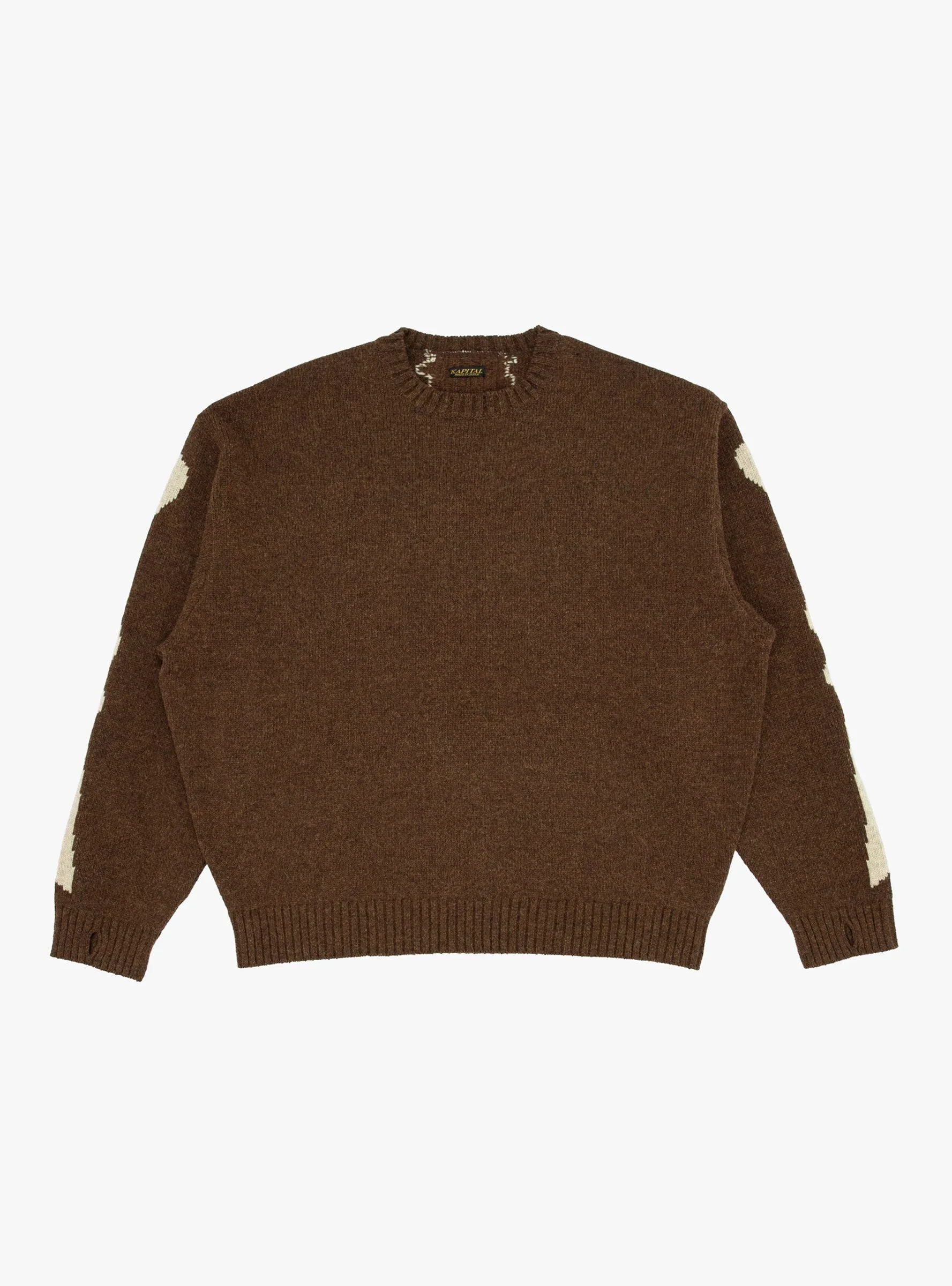 5G Wool Bone Crew Sweater Brown