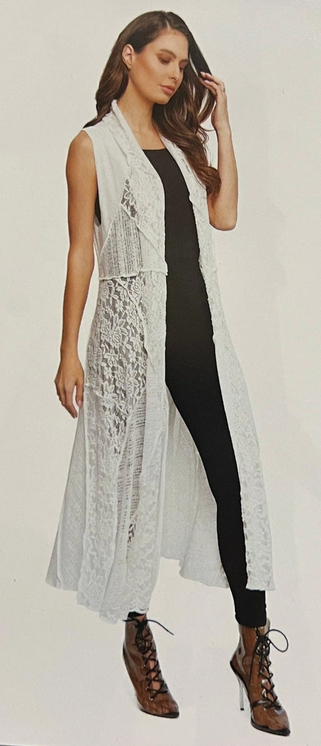 Adore Lacey Sleeveless Kimono Vest B952-22