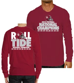 Alabama Crimson Tide 2016 College Football Champs Roll Tide Red LS T-Shirt