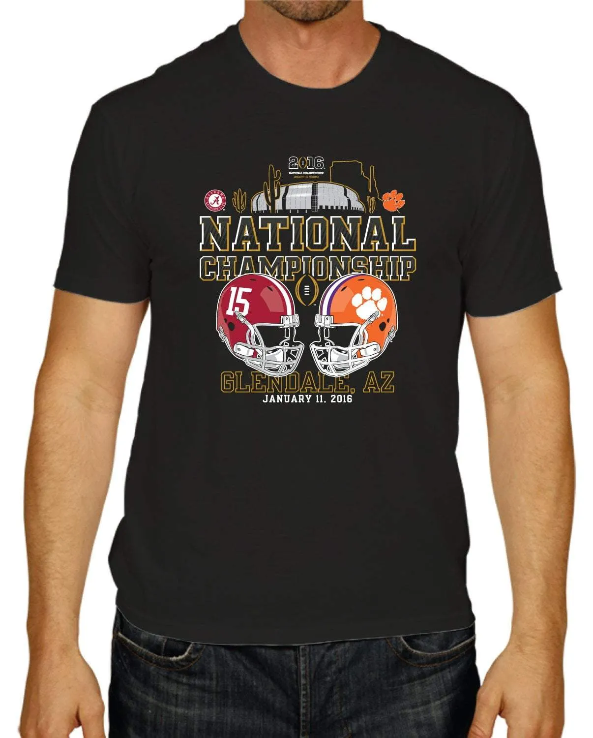 Alabama Crimson Tide Clemson Tigers 2016 College Football Playoff Black T-Shirt