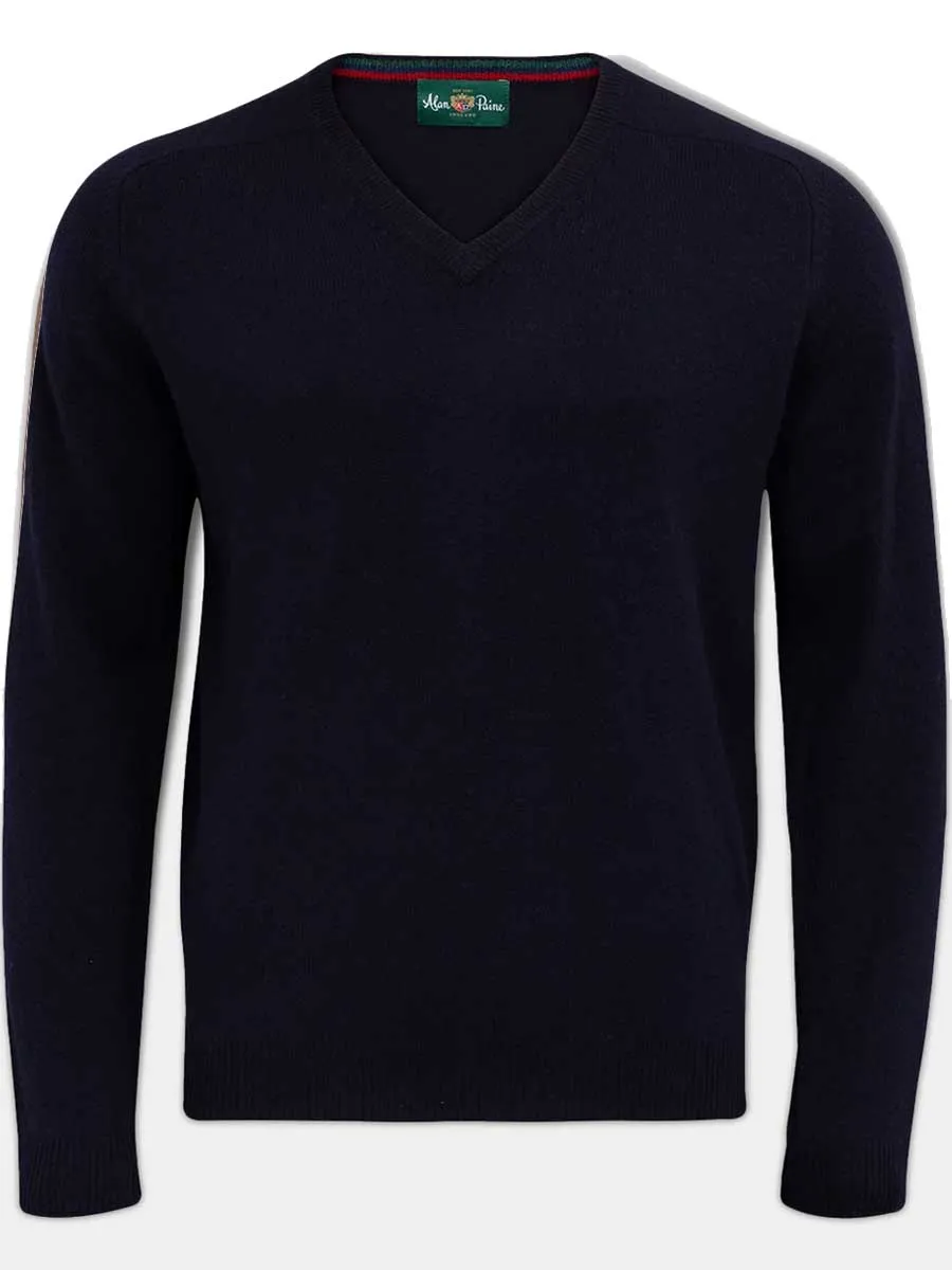 ALAN PAINE Streetly Men's V Neck Lambswool Jumper - Navy