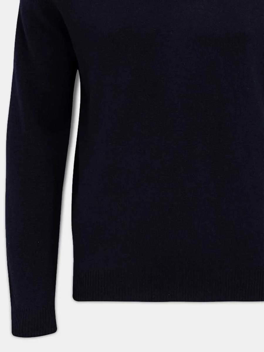 ALAN PAINE Streetly Men's V Neck Lambswool Jumper - Navy