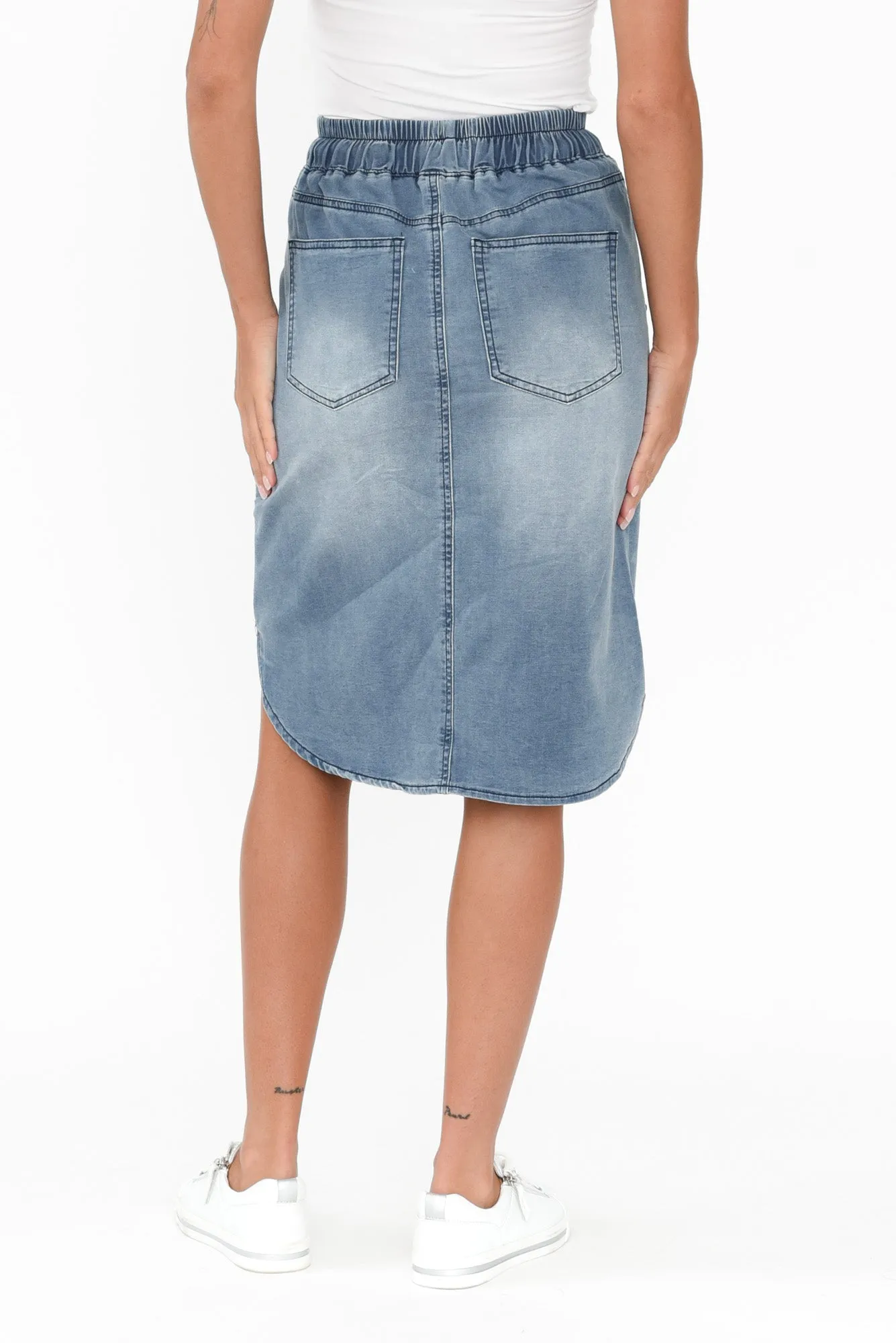 Alina Blue Denim Drawstring Skirt