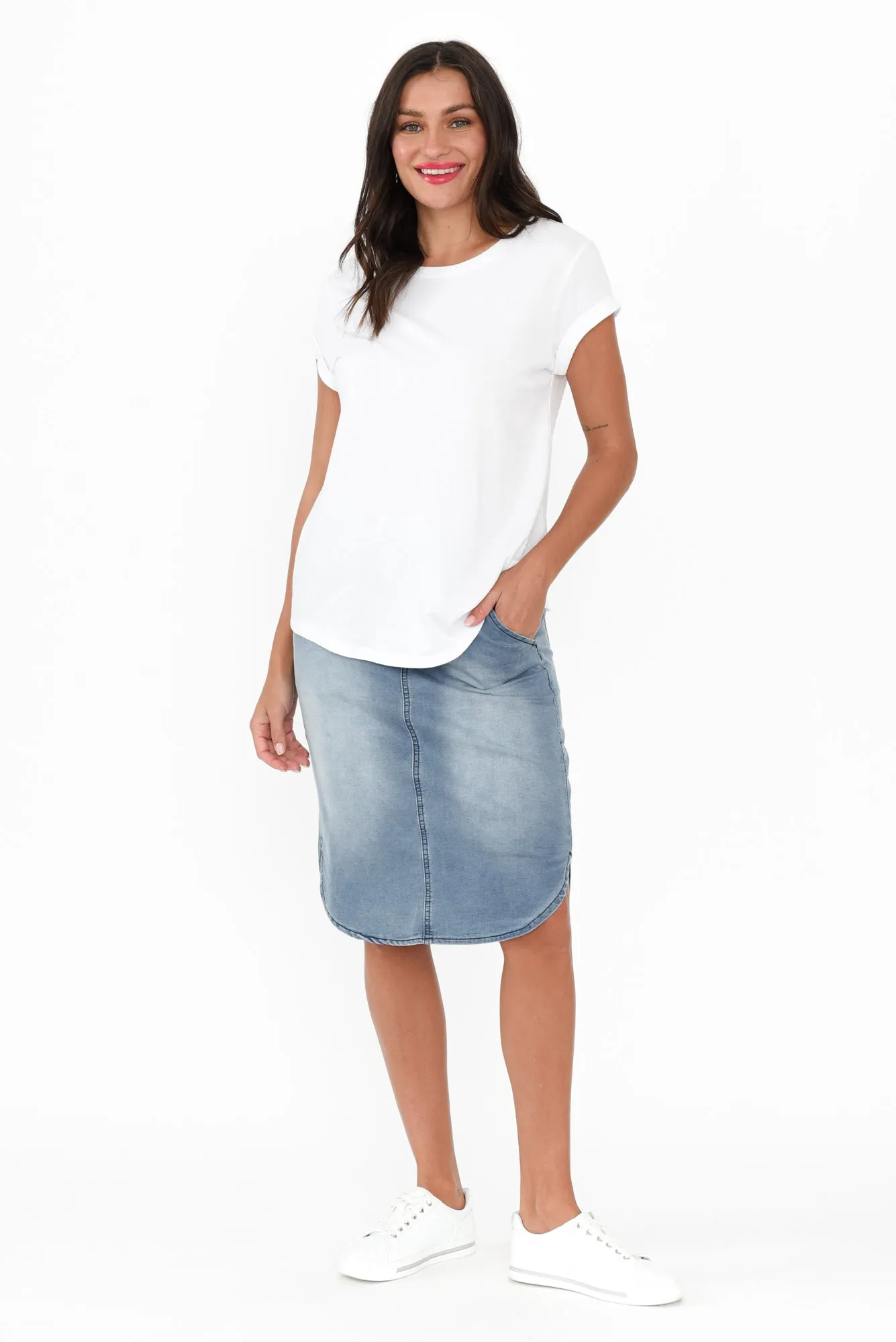 Alina Blue Denim Drawstring Skirt