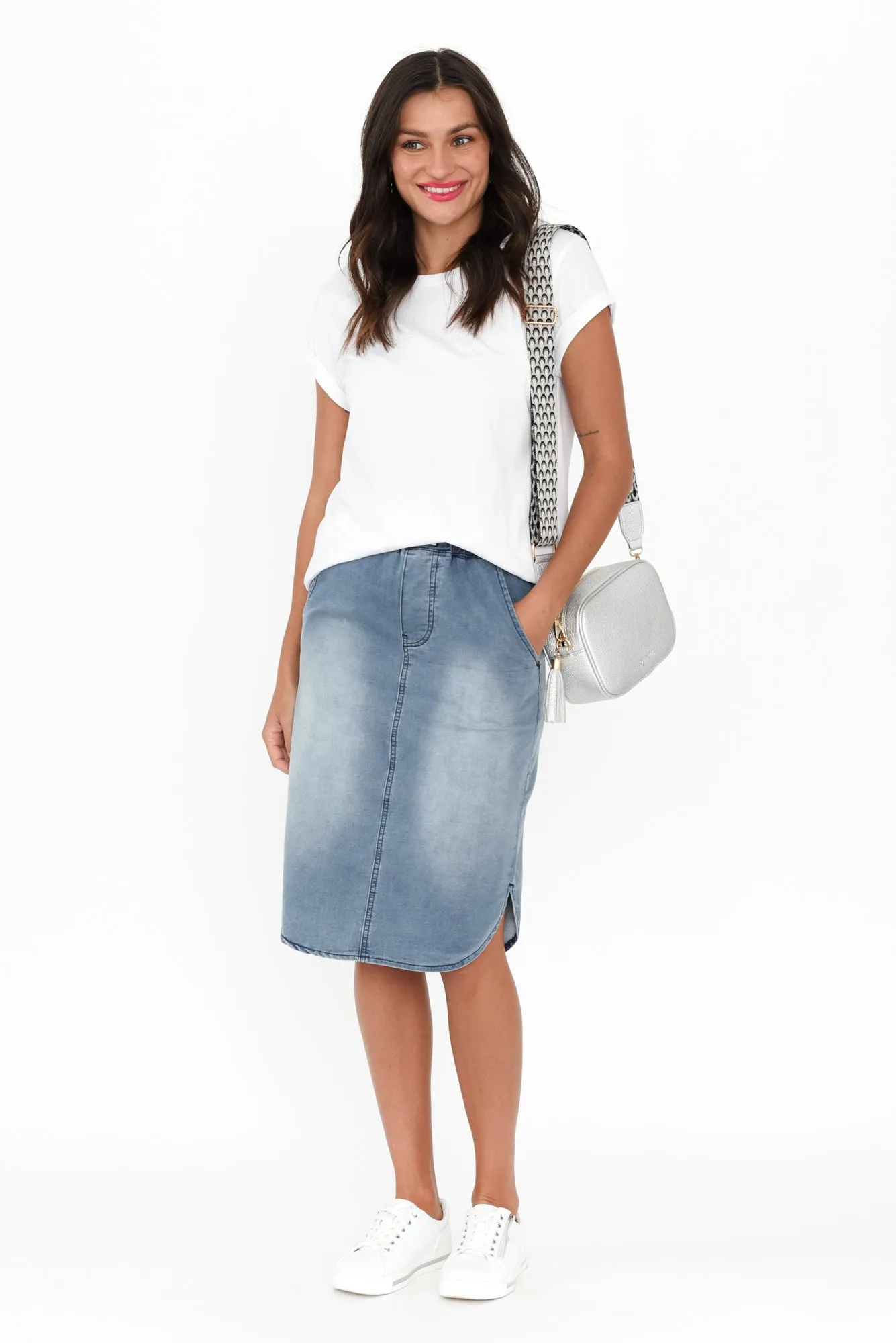 Alina Blue Denim Drawstring Skirt