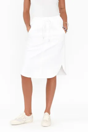 Alina White Denim Drawstring Skirt