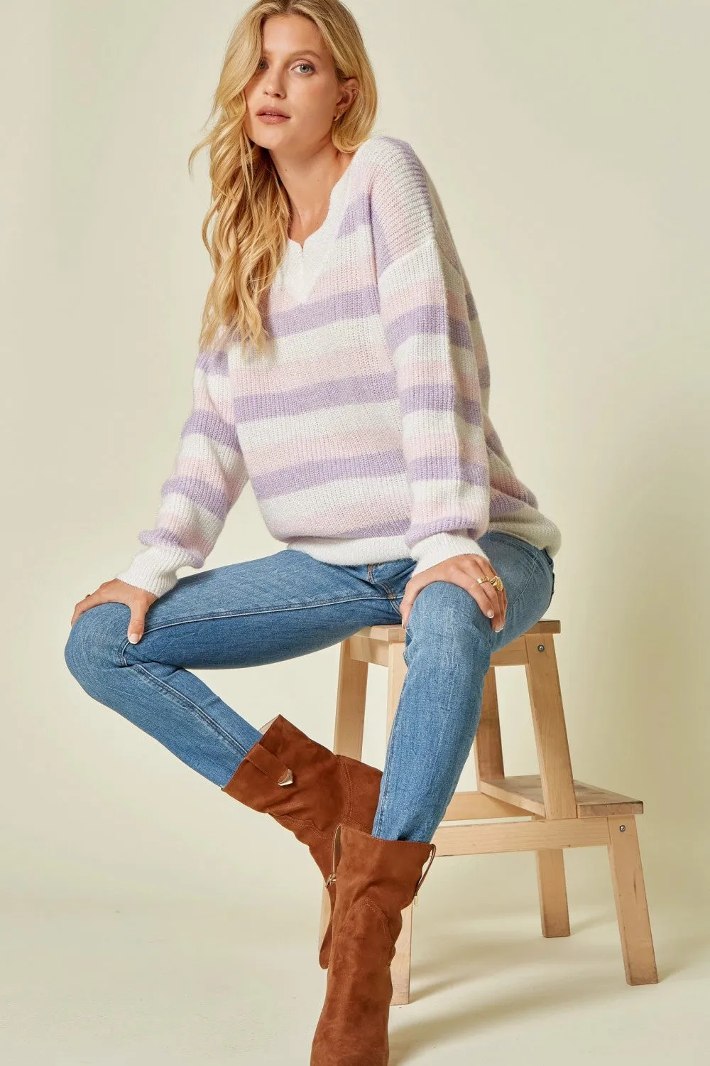 All Over Striped Sweater