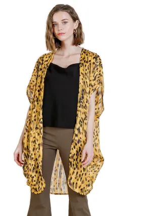 Animal Print Cocoon Kimono, Honey Mix