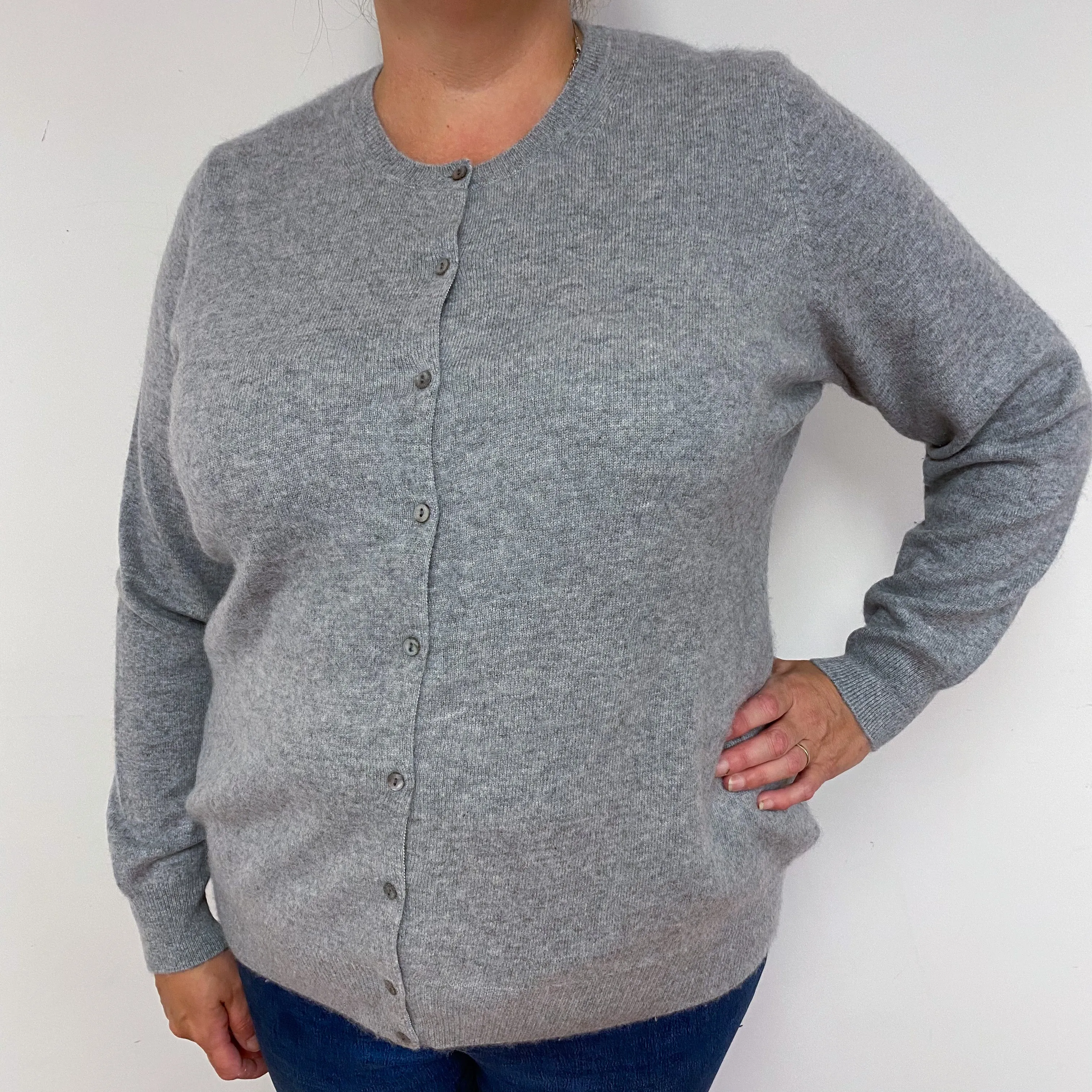 Ash Grey Crew Neck Cardigan Extra  Large