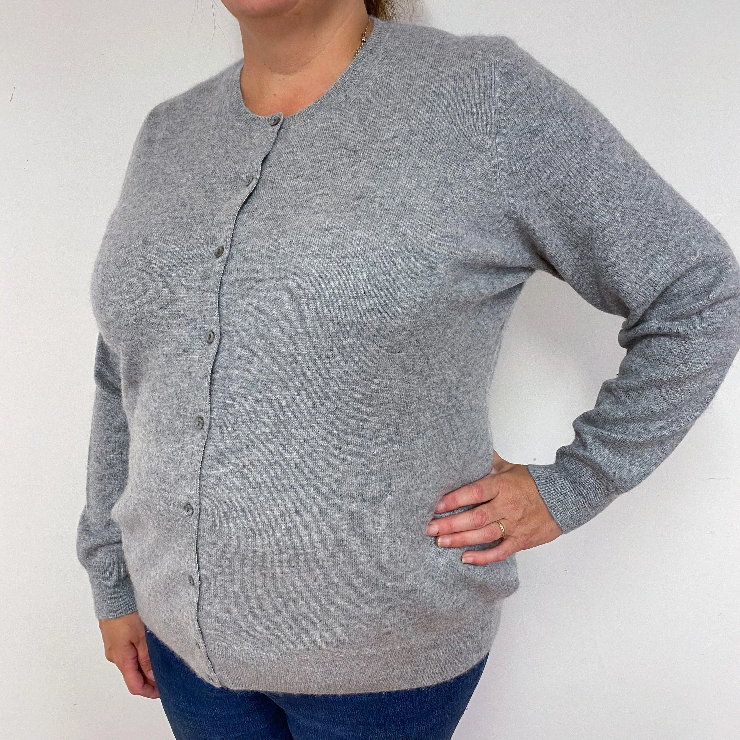 Ash Grey Crew Neck Cardigan Extra  Large