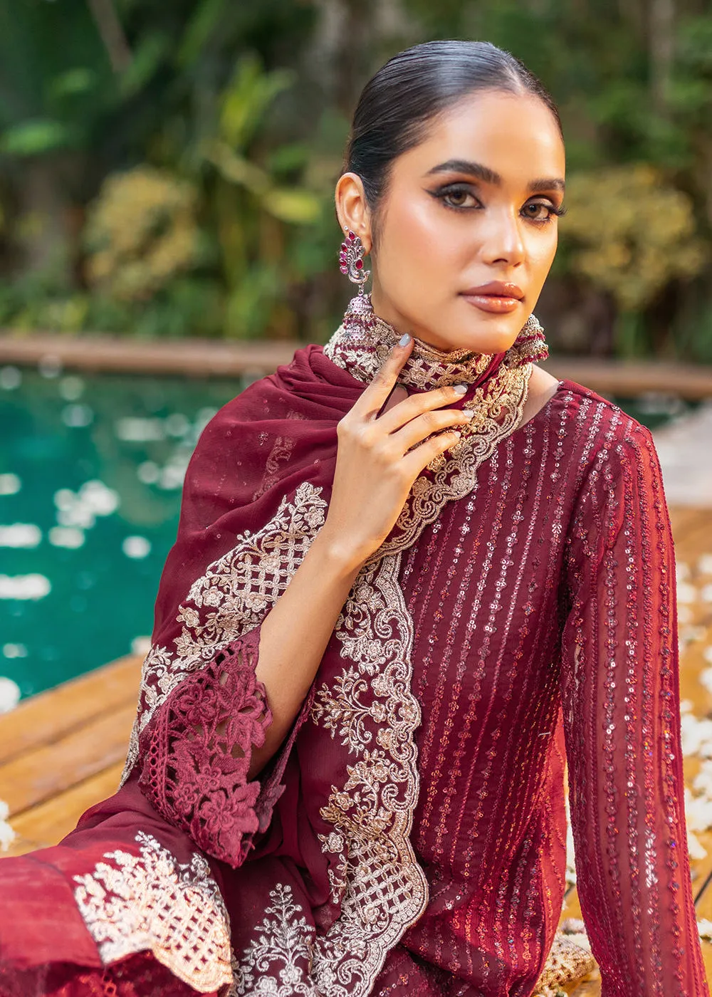 Azure Luxe Festive Embroidered by Ahmed Patel | Crimson Rush