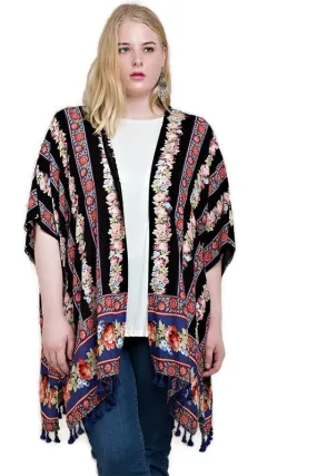 Back Crochet Patch Kimono Jacket