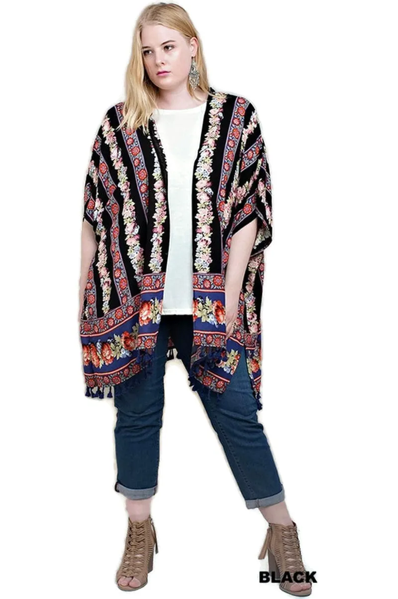 Back Crochet Patch Kimono Jacket