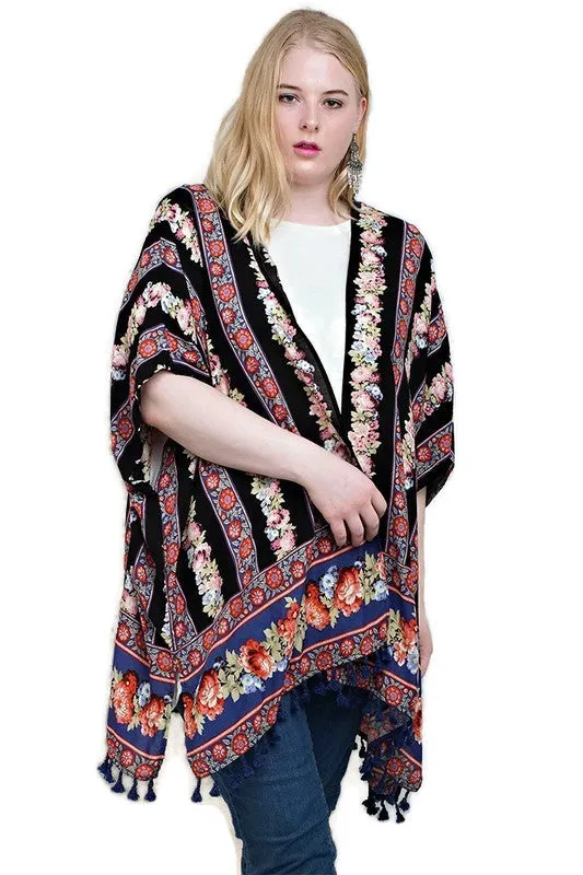 Back Crochet Patch Kimono Jacket