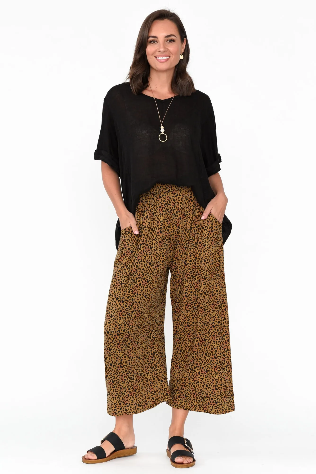 Bianca Brown Animal Relaxed Pants