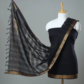 Black - 3pc Handloom Cotton Mangalagiri Dress Material 08