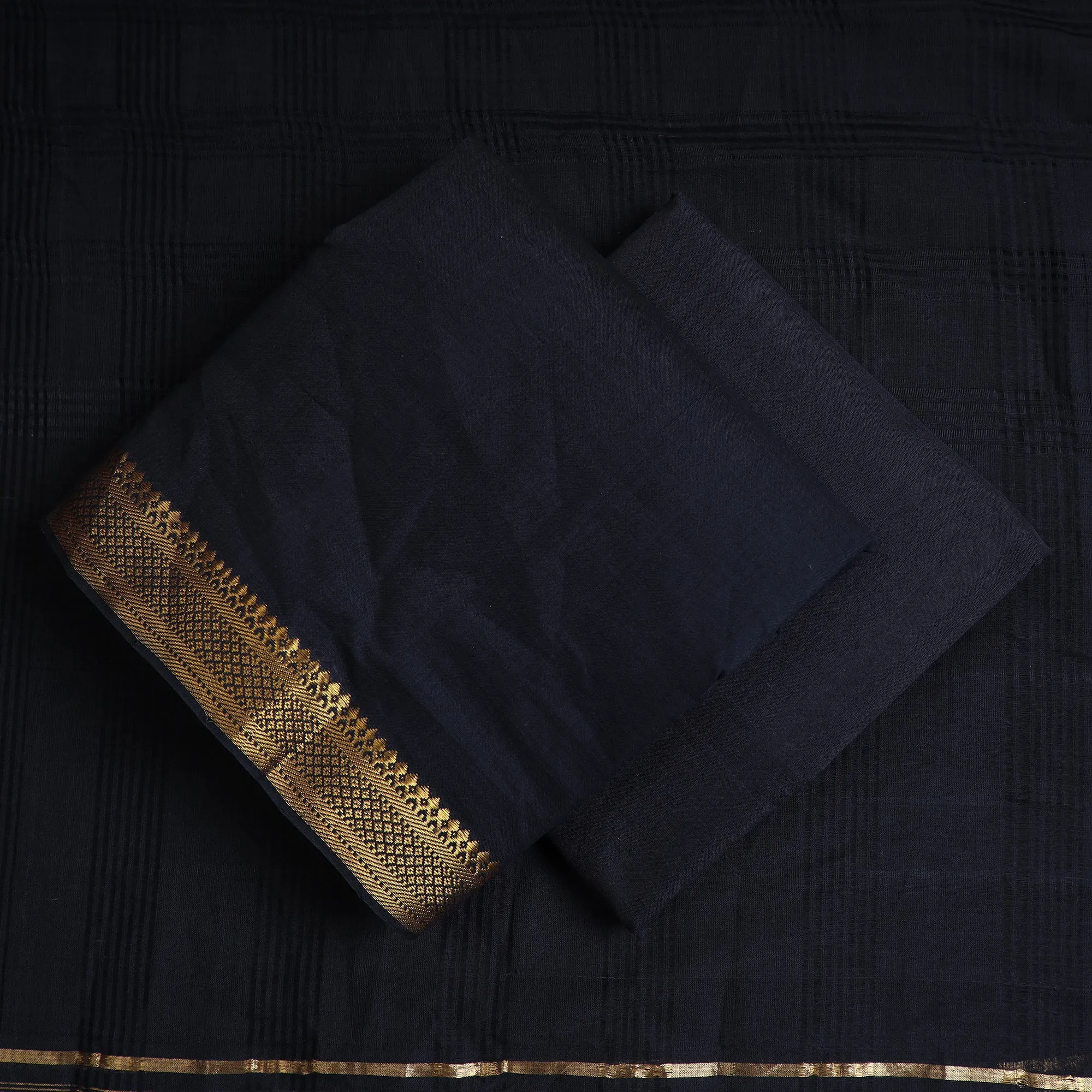 Black - 3pc Handloom Cotton Mangalagiri Dress Material 08