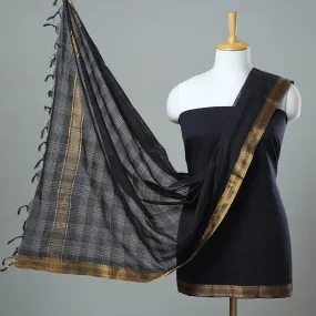 Black - 3pc Handloom Cotton Mangalagiri Dress Material 30