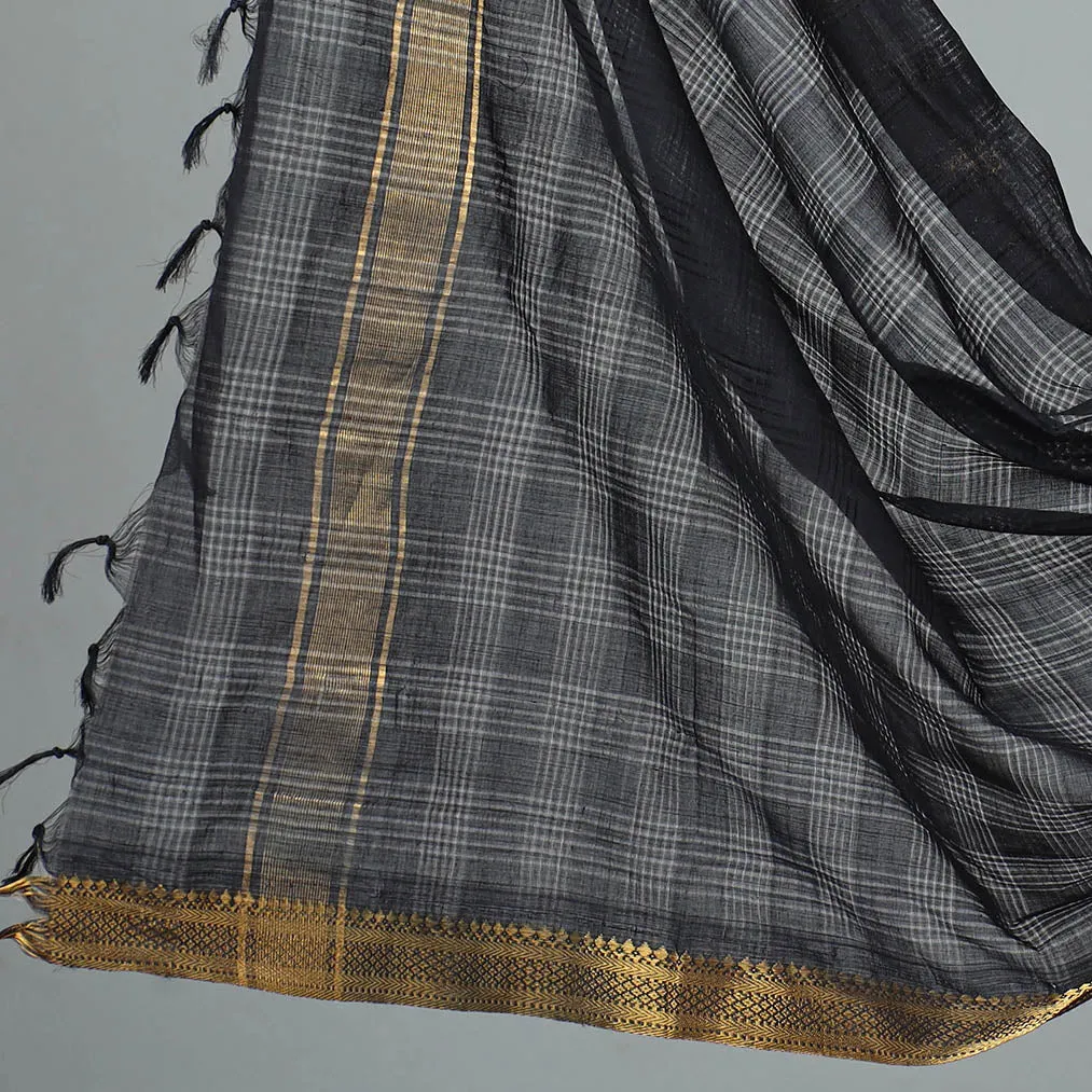 Black - 3pc Handloom Cotton Mangalagiri Dress Material 30