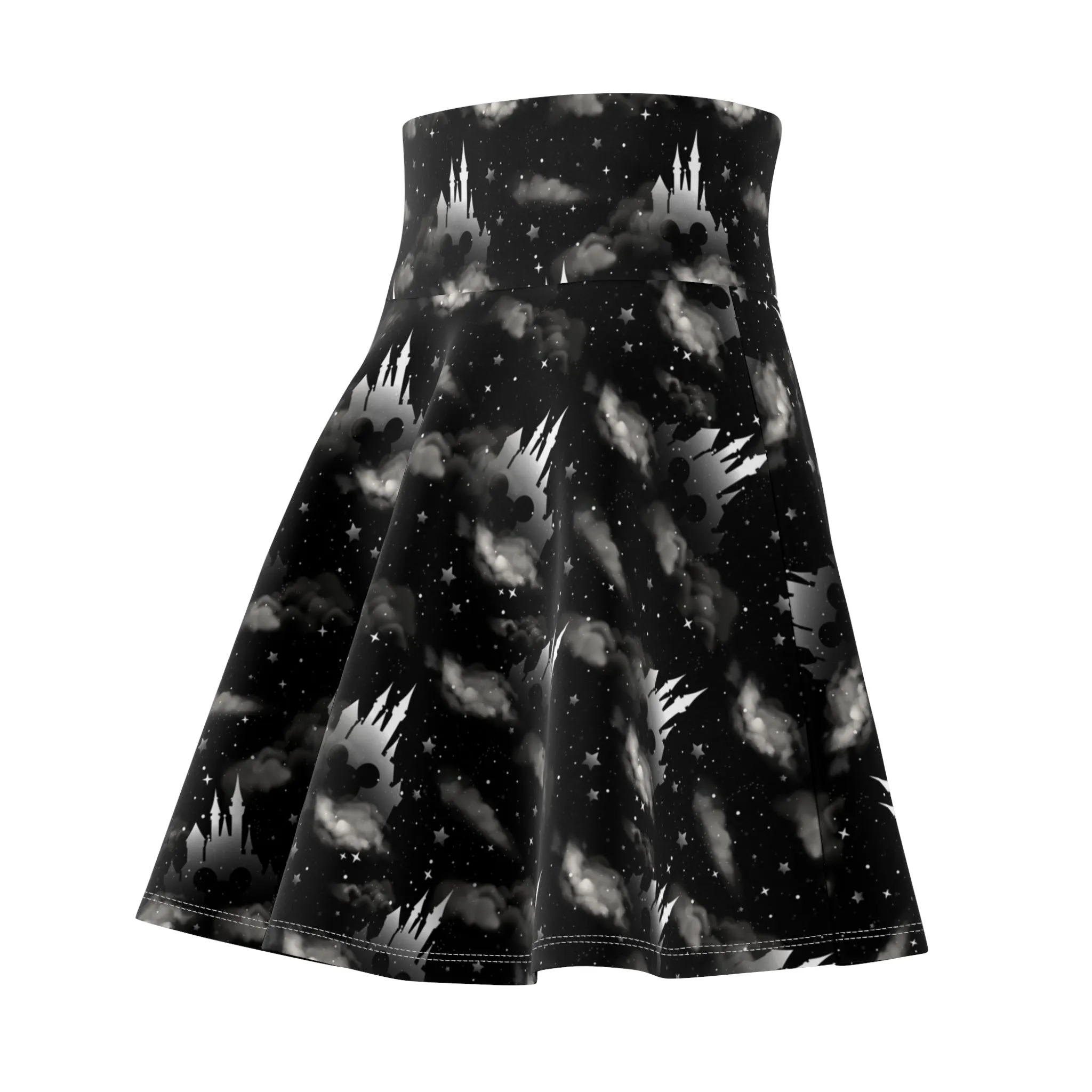 Black And White Castles Women's Skater Skirt