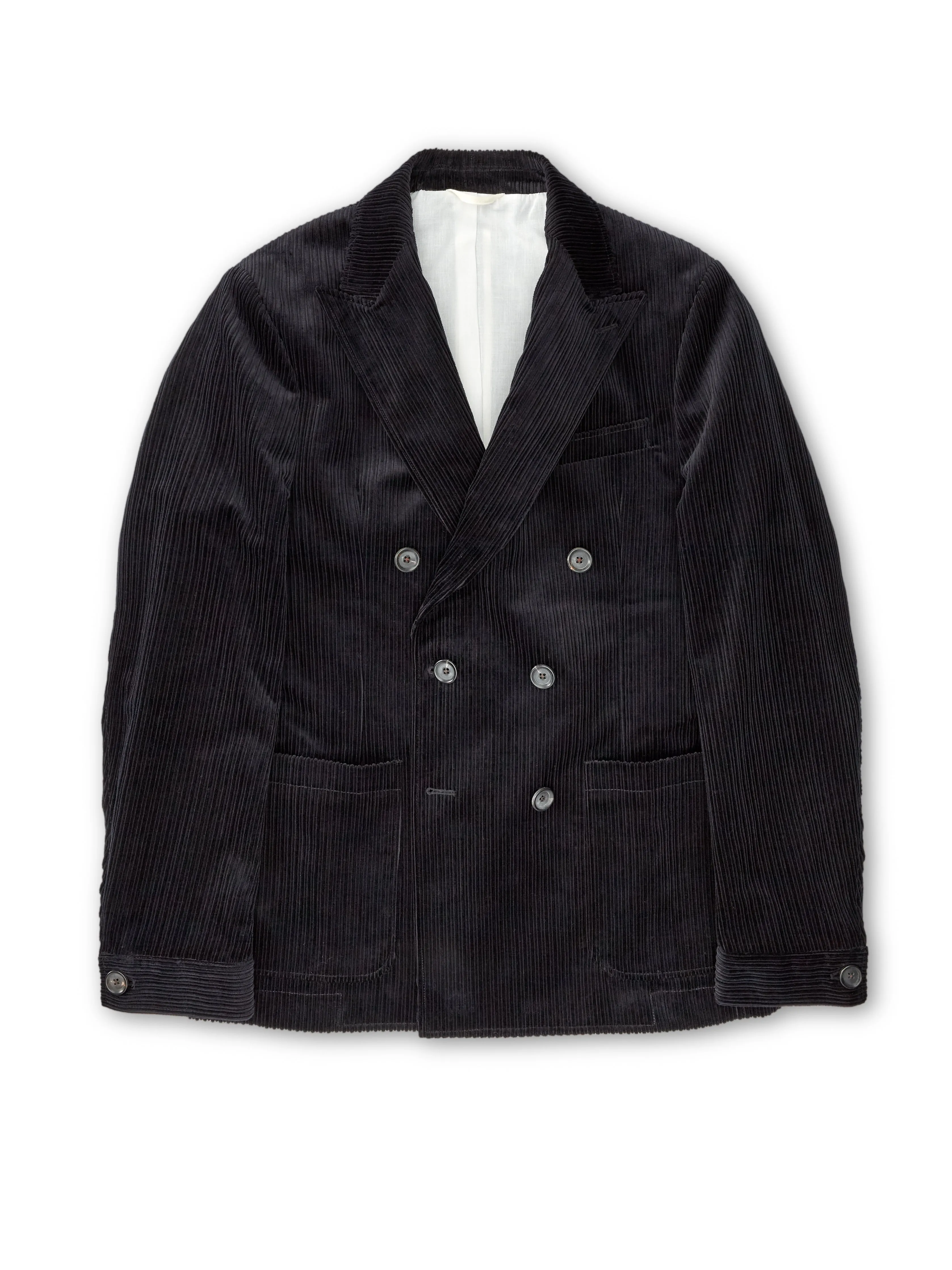 Black Hedden Cord Double Breasted Suit