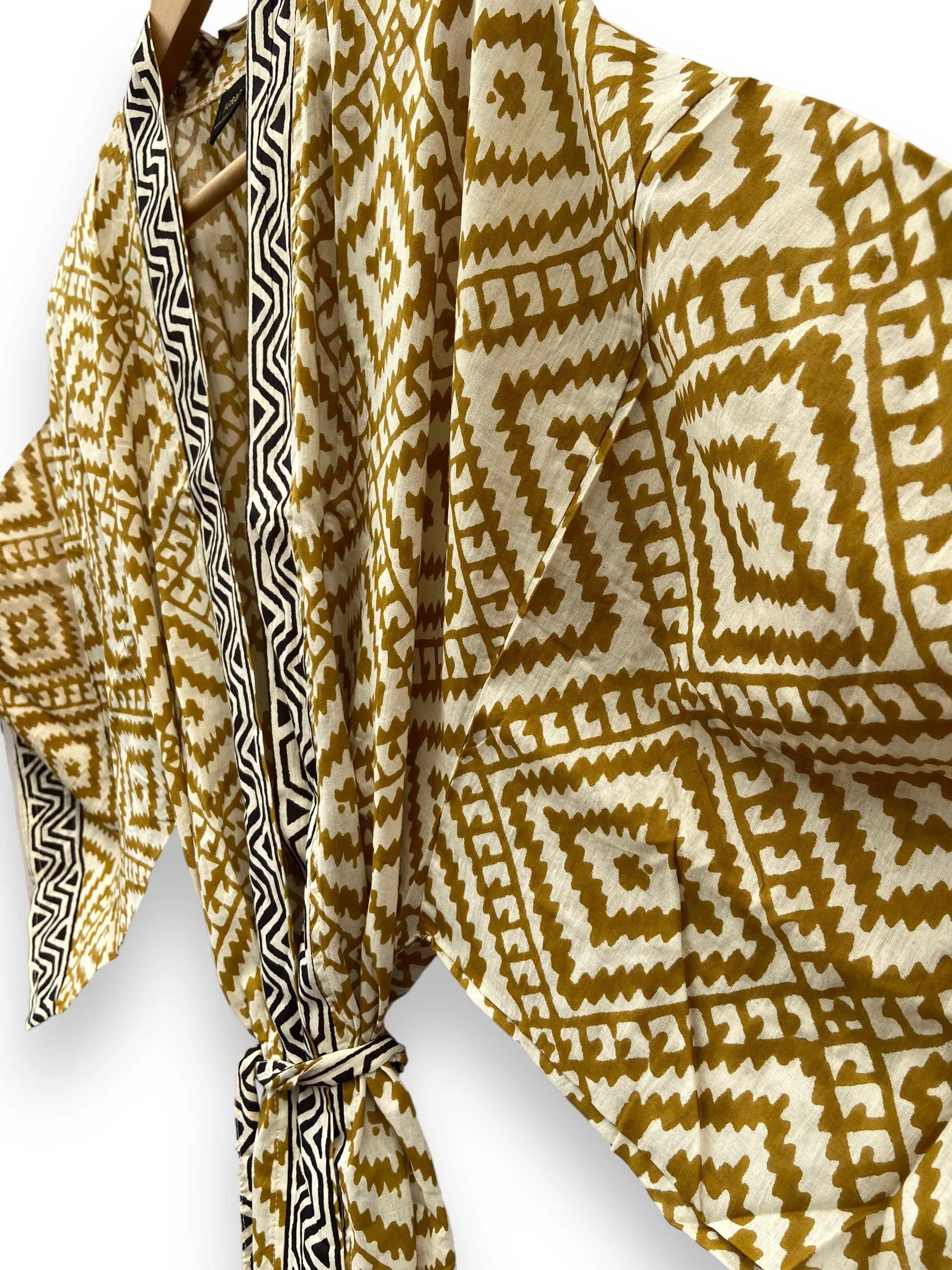 Block Print Kimono - Sand Tones