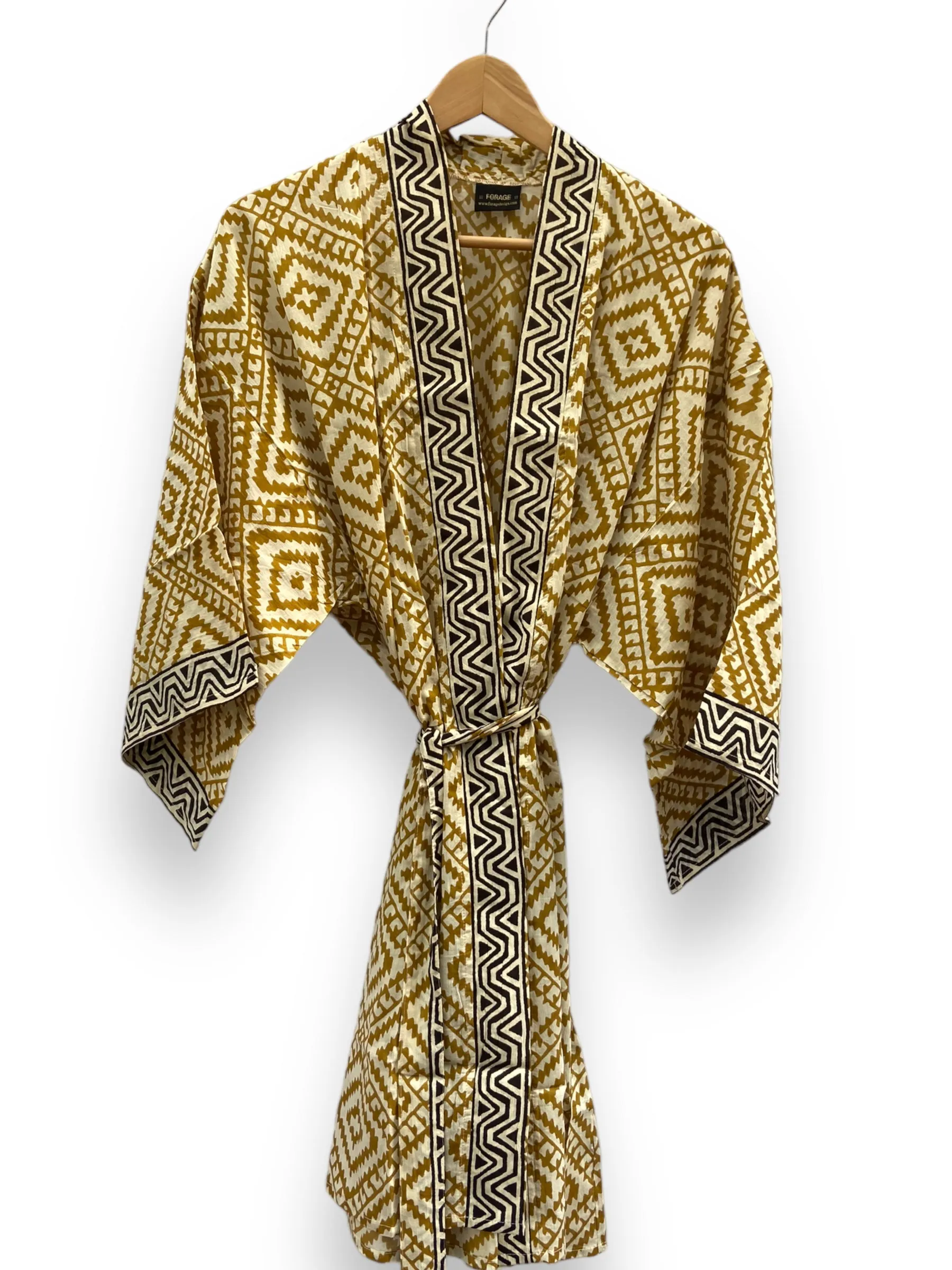 Block Print Kimono - Sand Tones