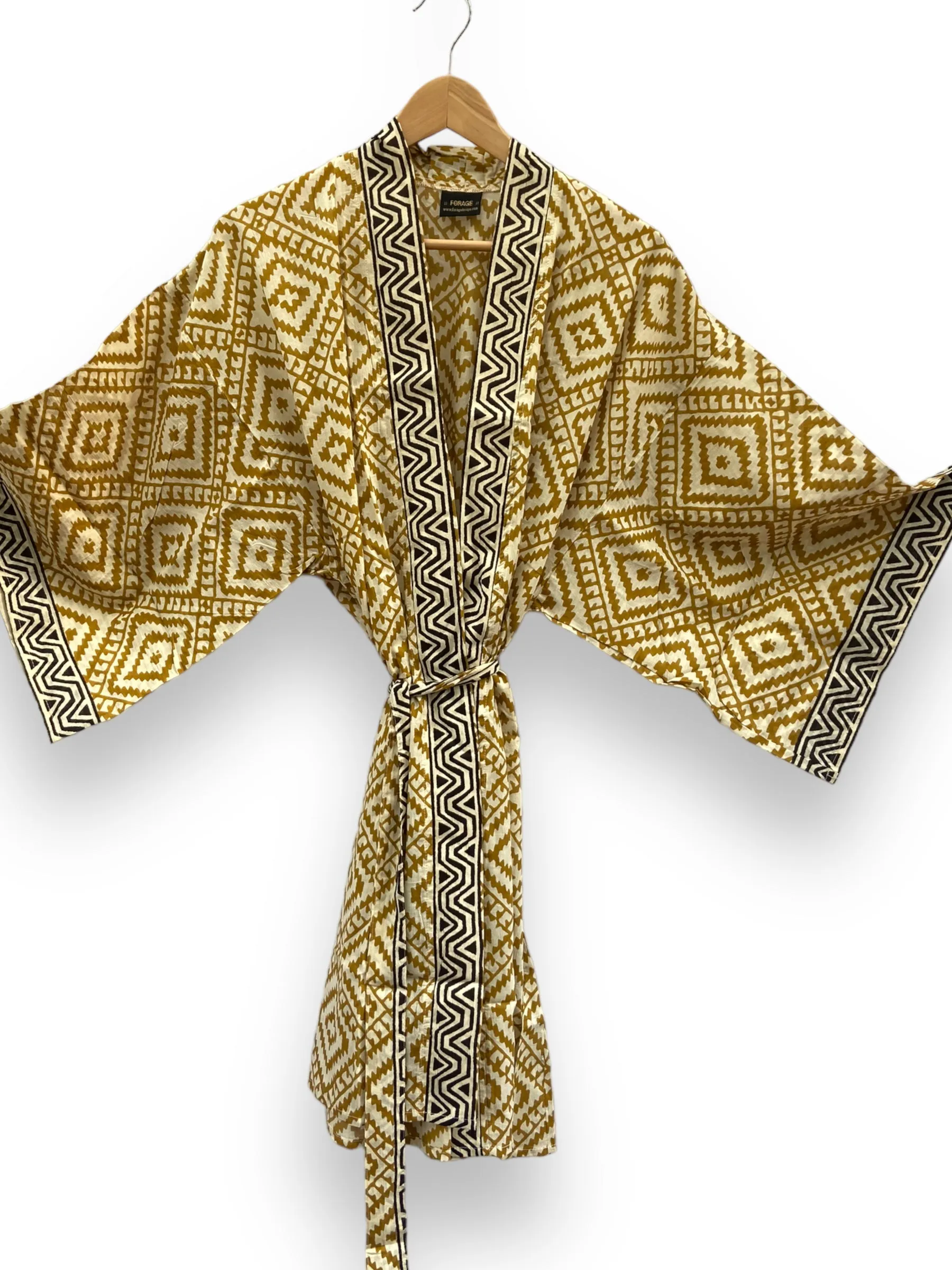 Block Print Kimono - Sand Tones