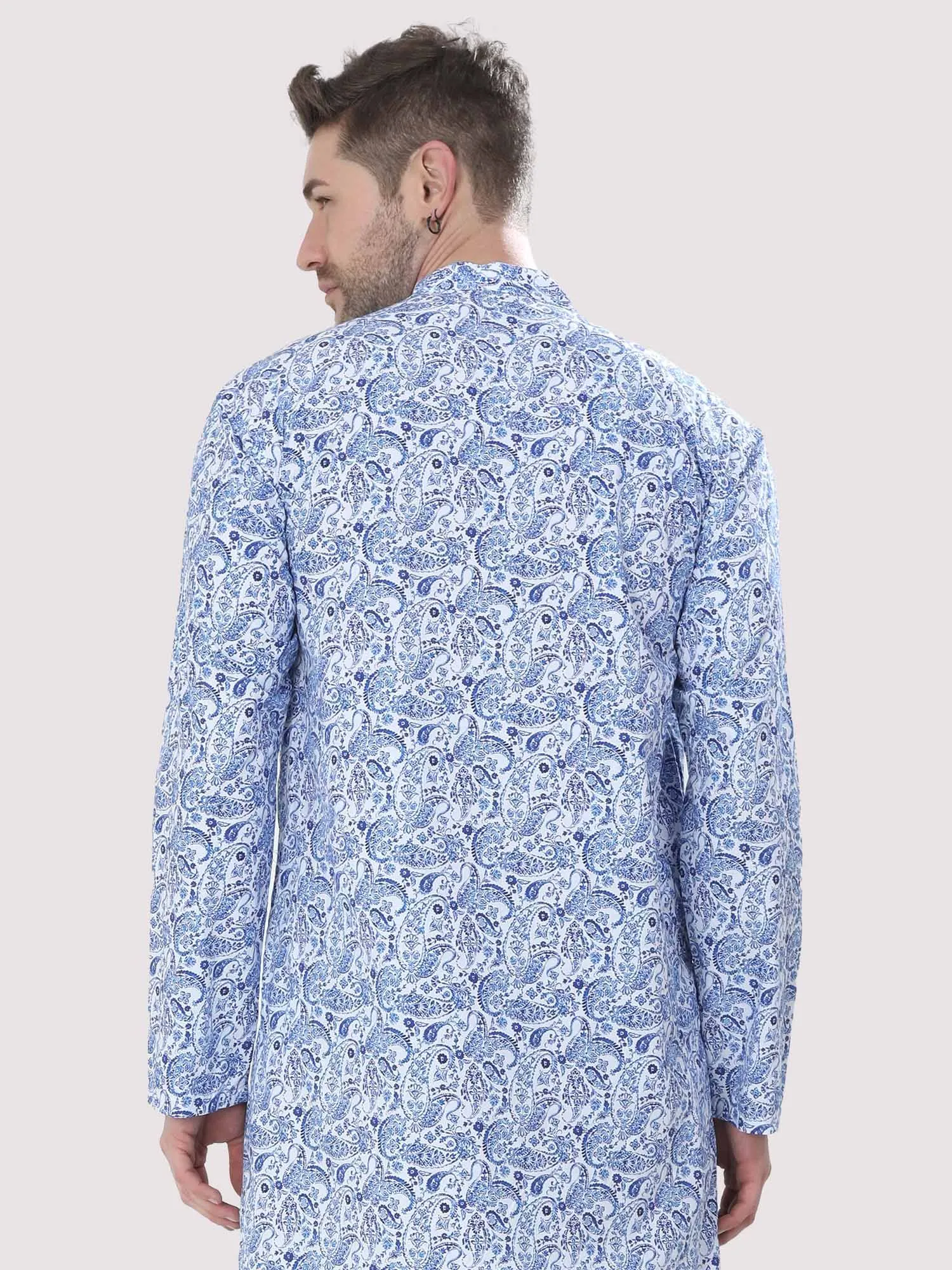 Blue Ikat Printed Kurta