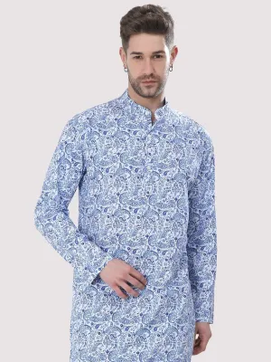 Blue Ikat Printed Kurta