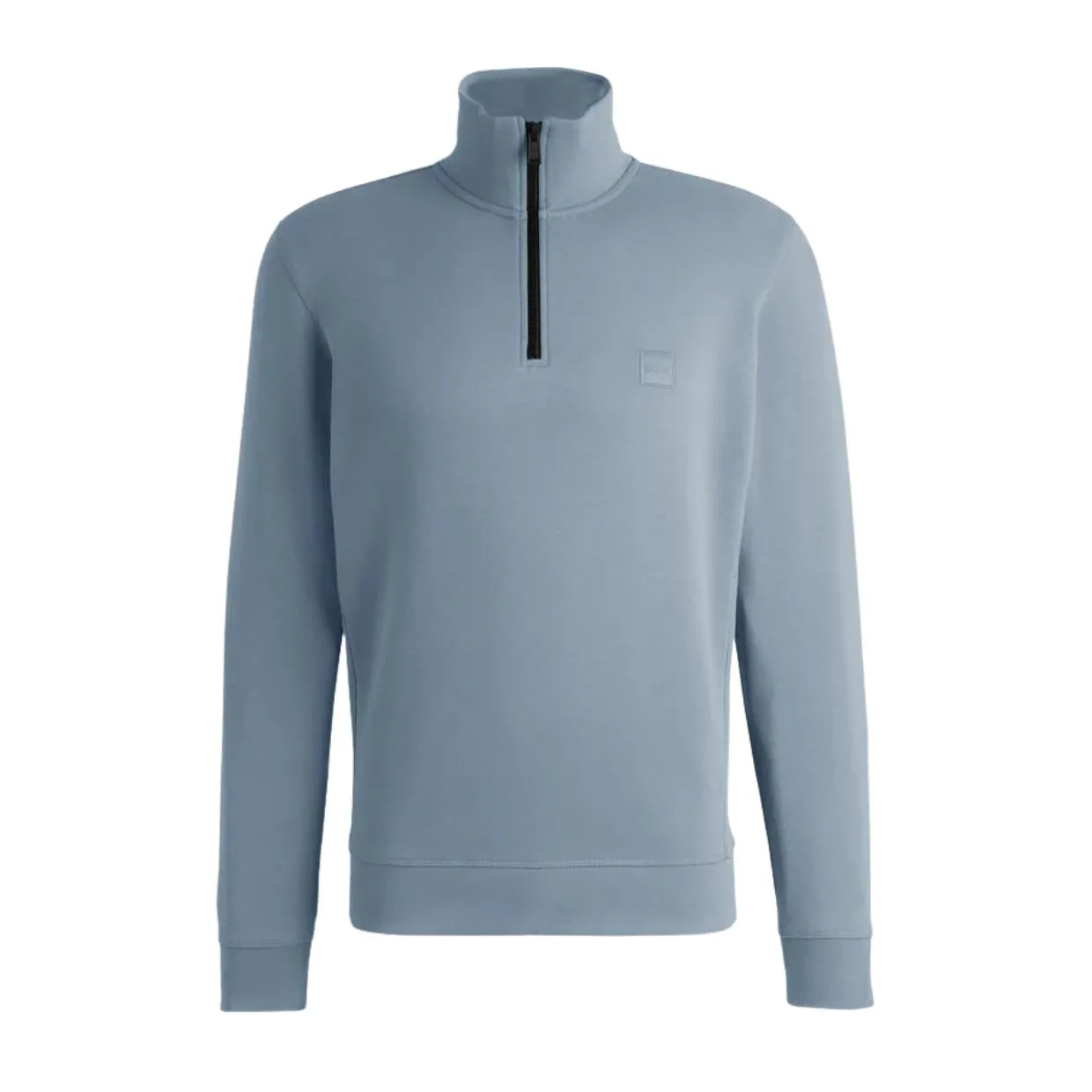 BOSS Logo Patch Zetrust Light Blue Half Zip Sweatshirt