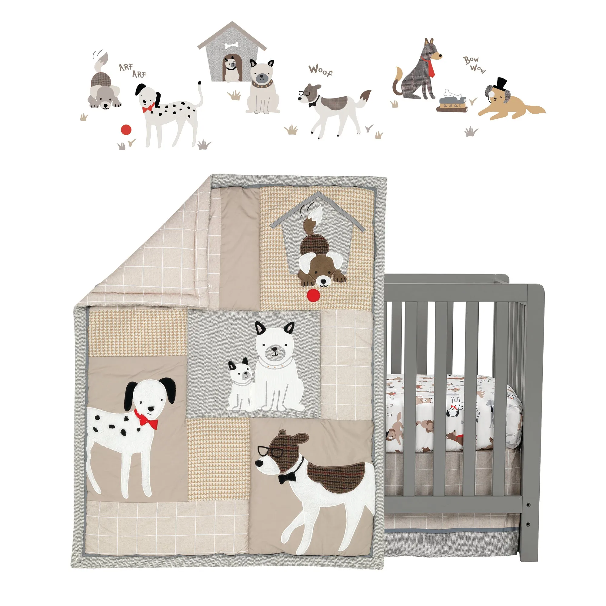 Bow Wow 4-Piece Crib Bedding Set