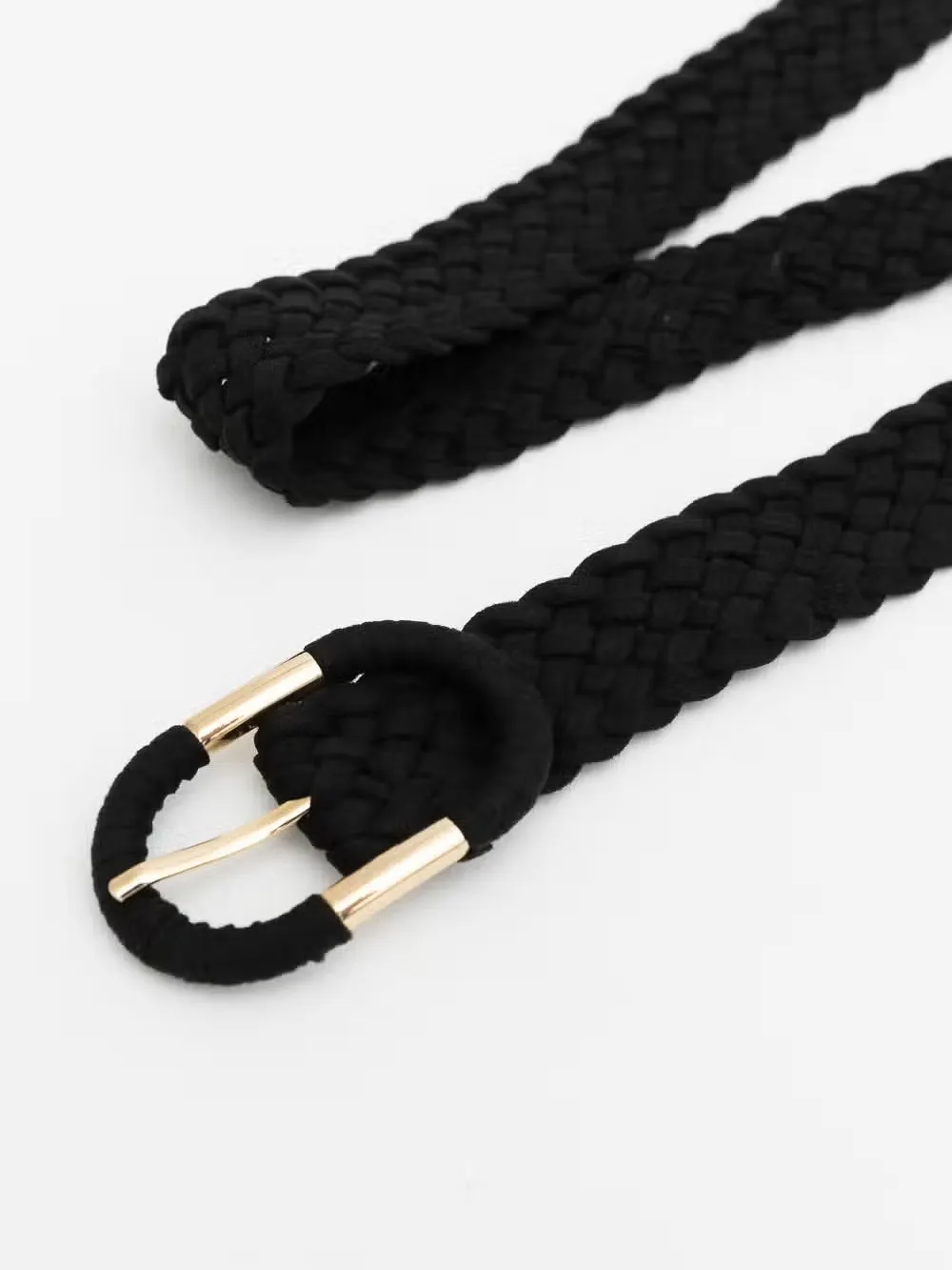 Braided Suede Oval Buckle Belt