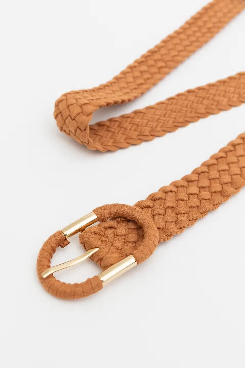 Braided Suede Oval Buckle Belt