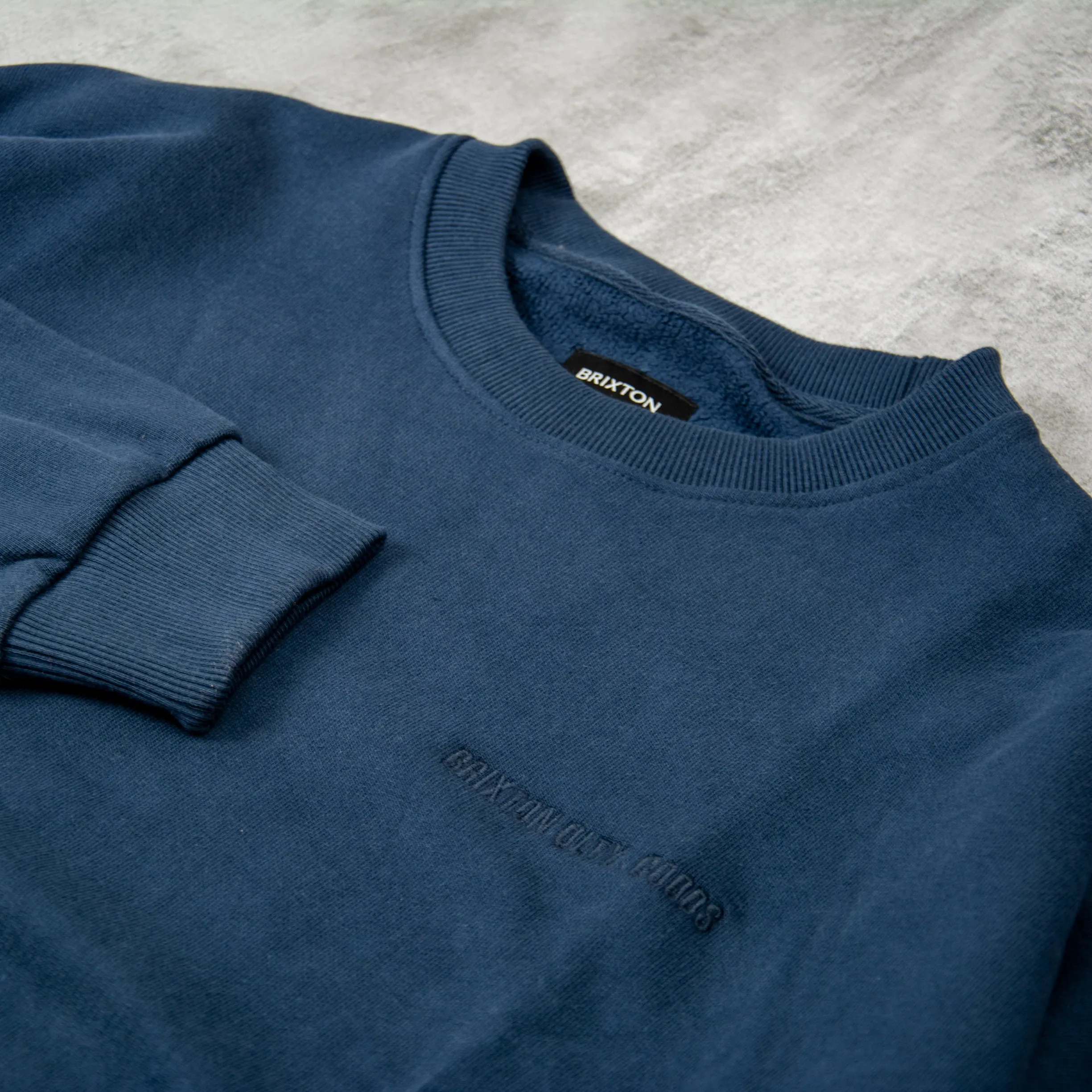 Brixton Embroidered Heavyweight Sweatshirt - Washed Navy