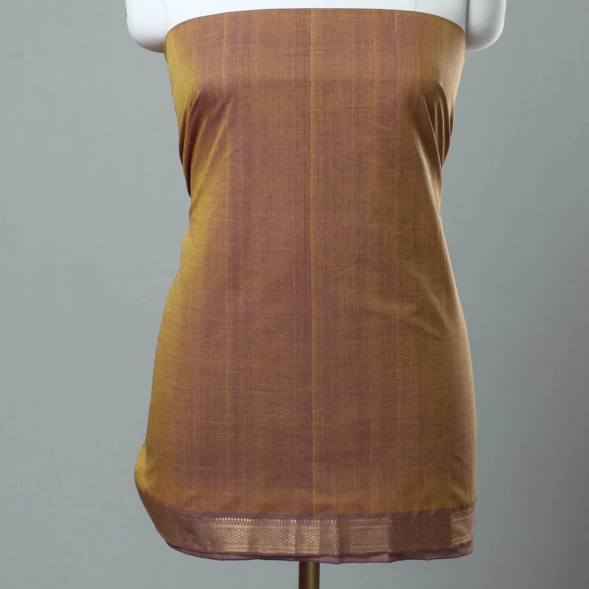 Brown - 3pc Handloom Cotton Mangalagiri Dress Material 24