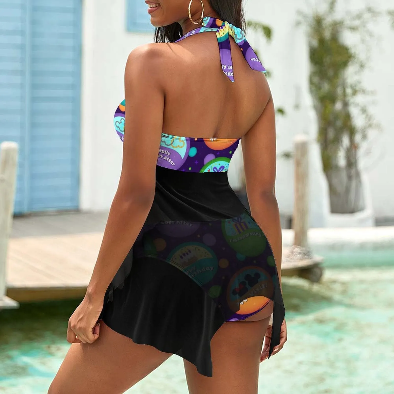 Button Collector Women's Split Skirt Swimsuit