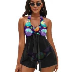 Button Collector Women's Split Skirt Swimsuit