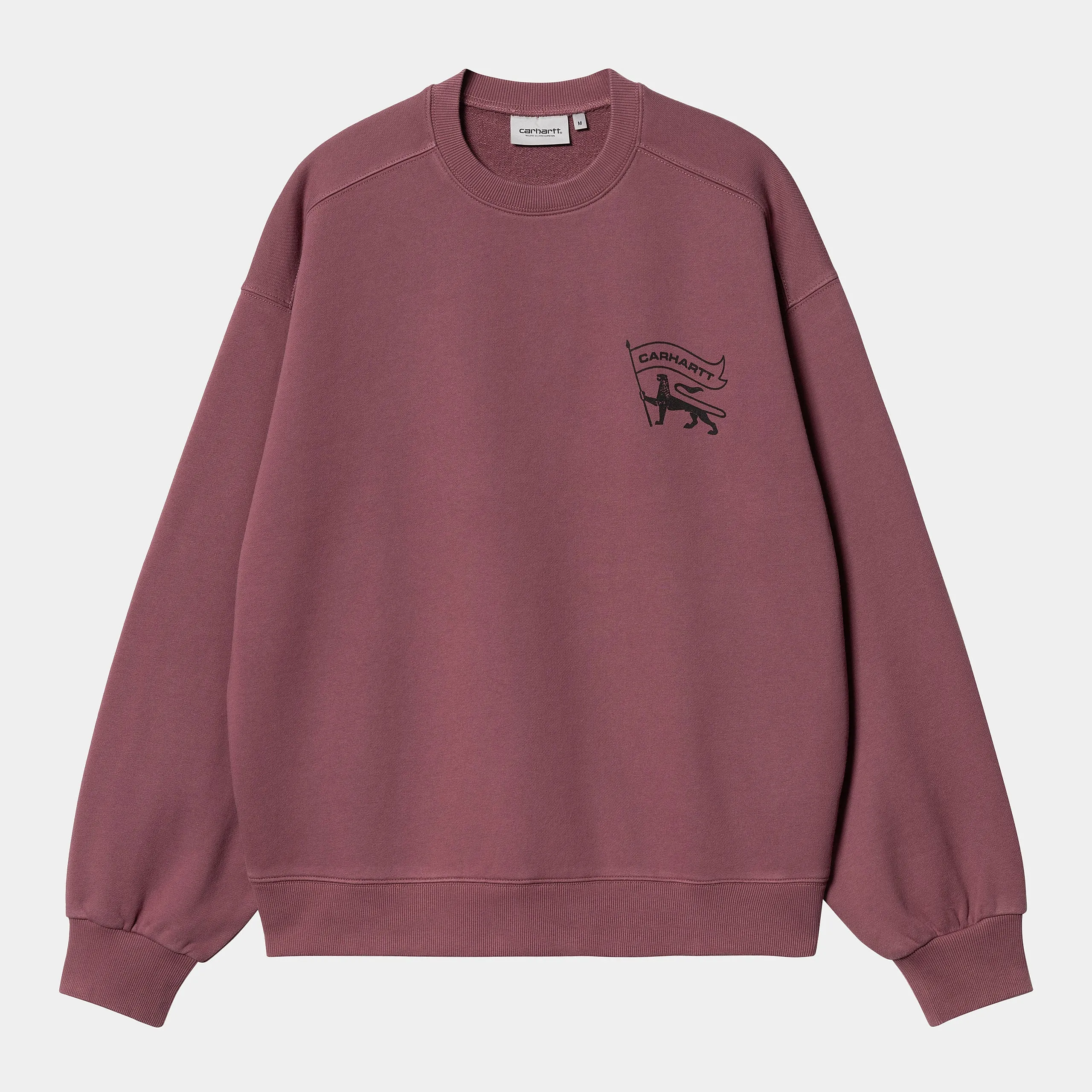 Carhartt Stamp Sweat Dusty Fuchsia / Black Stonewashed