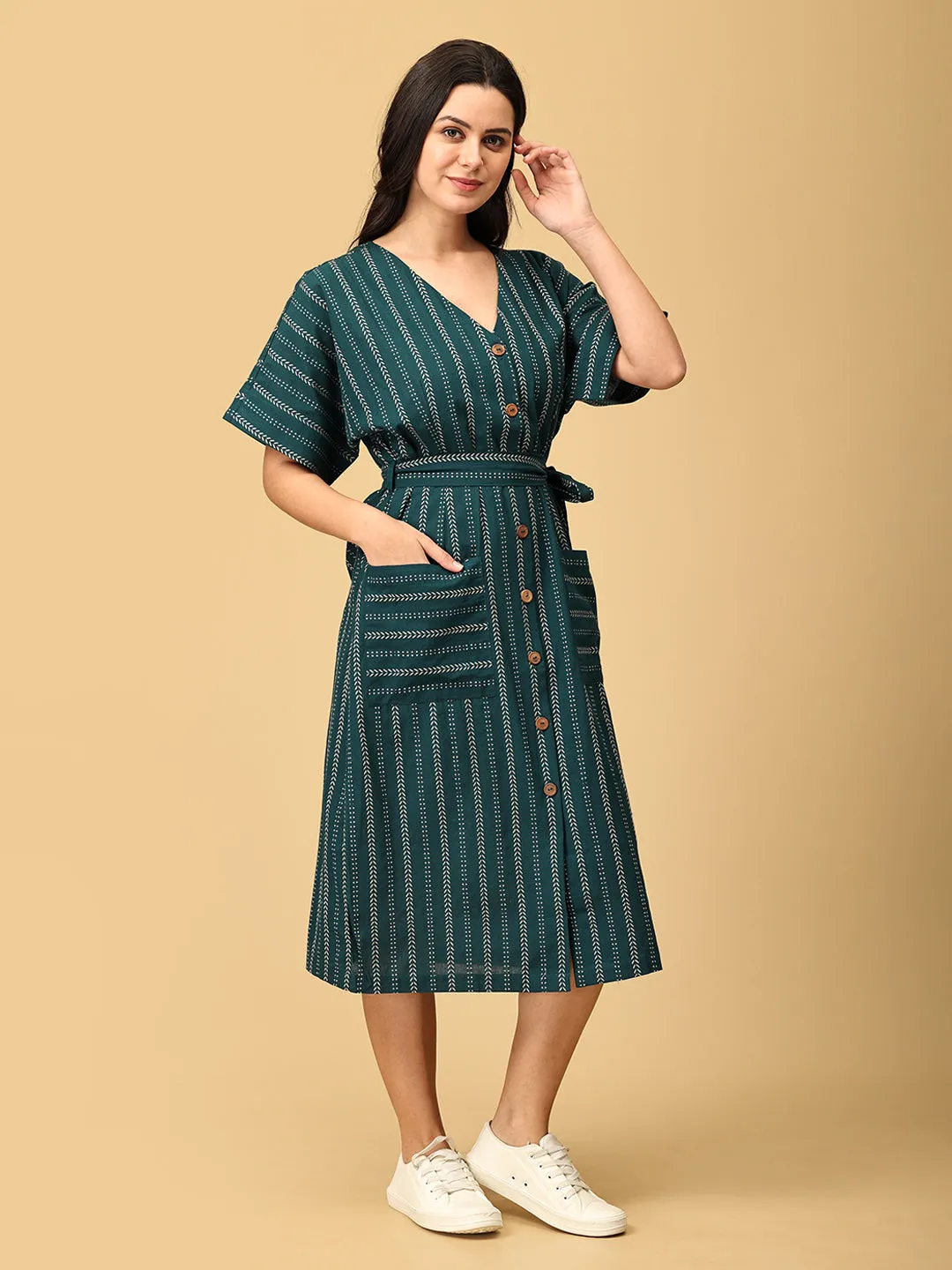 Chartreuse Chic Womens Handloom Dress