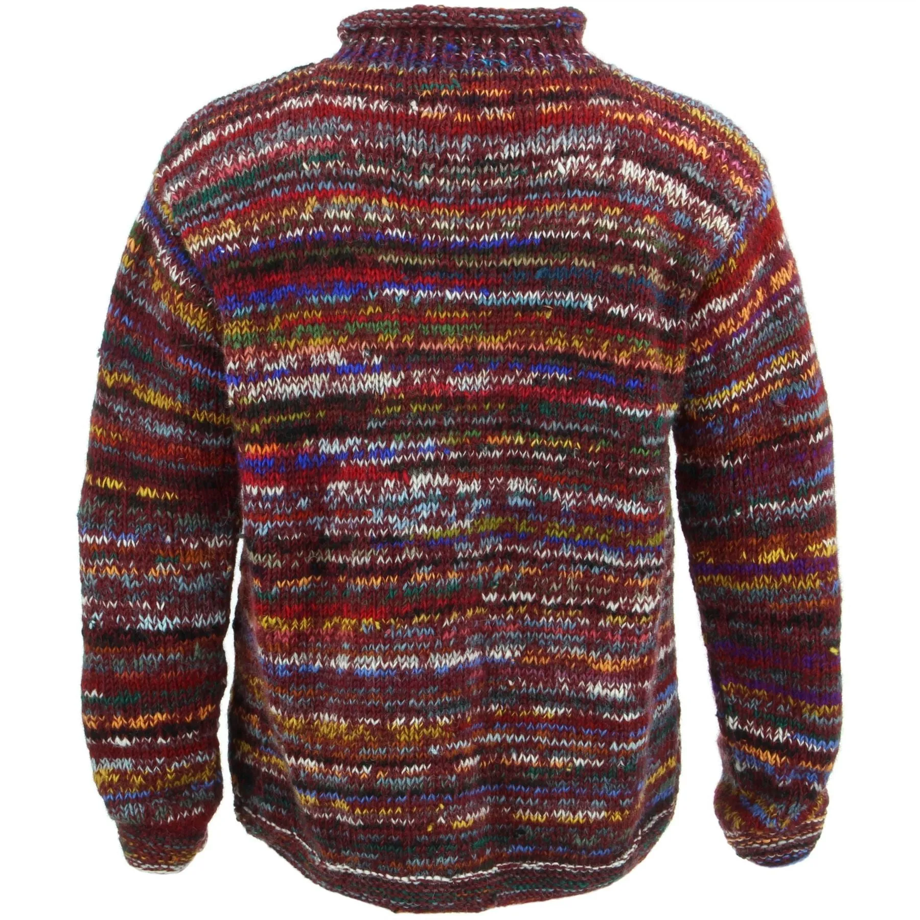 Chunky Wool Knit Space Dye Jumper - Dark Red