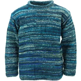 Chunky Wool Space Dye Knit Jumper - Teal